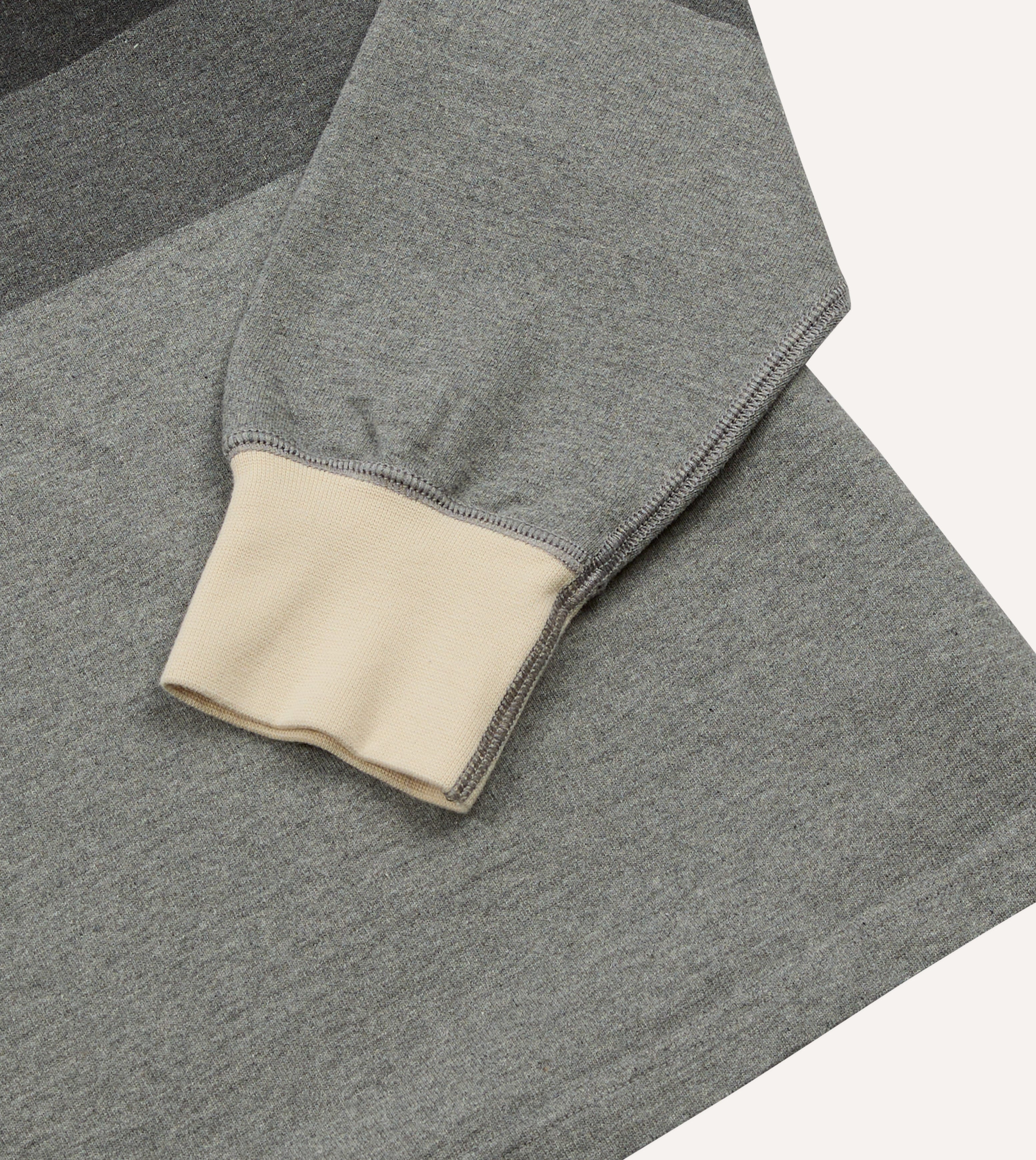 Grey Melange Centre Stripe Cotton Rugby Shirt - Image 5