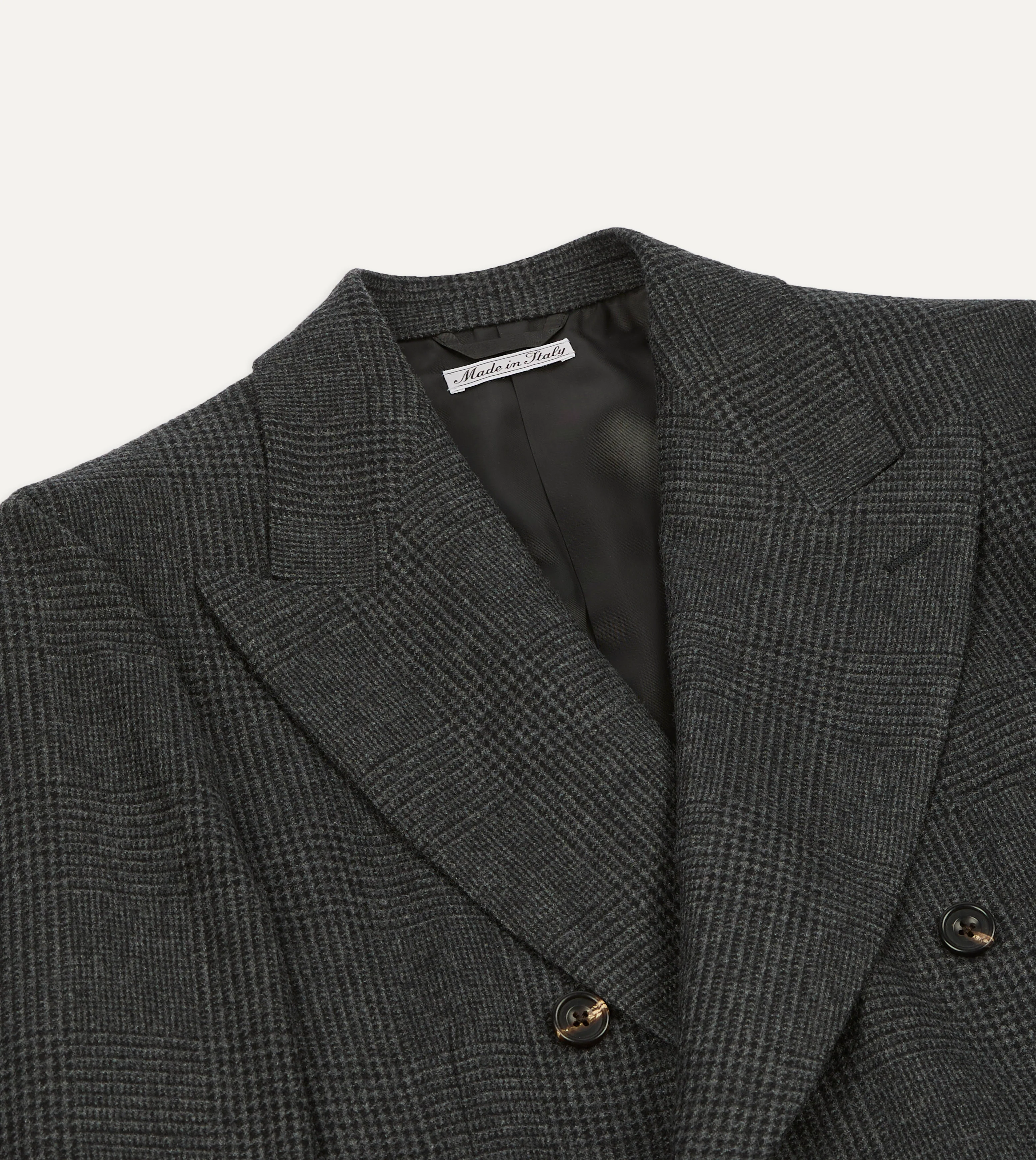 Grey Prince of Wales Check Wool Flannel Double-Breasted Tailored Jacket - Image 3