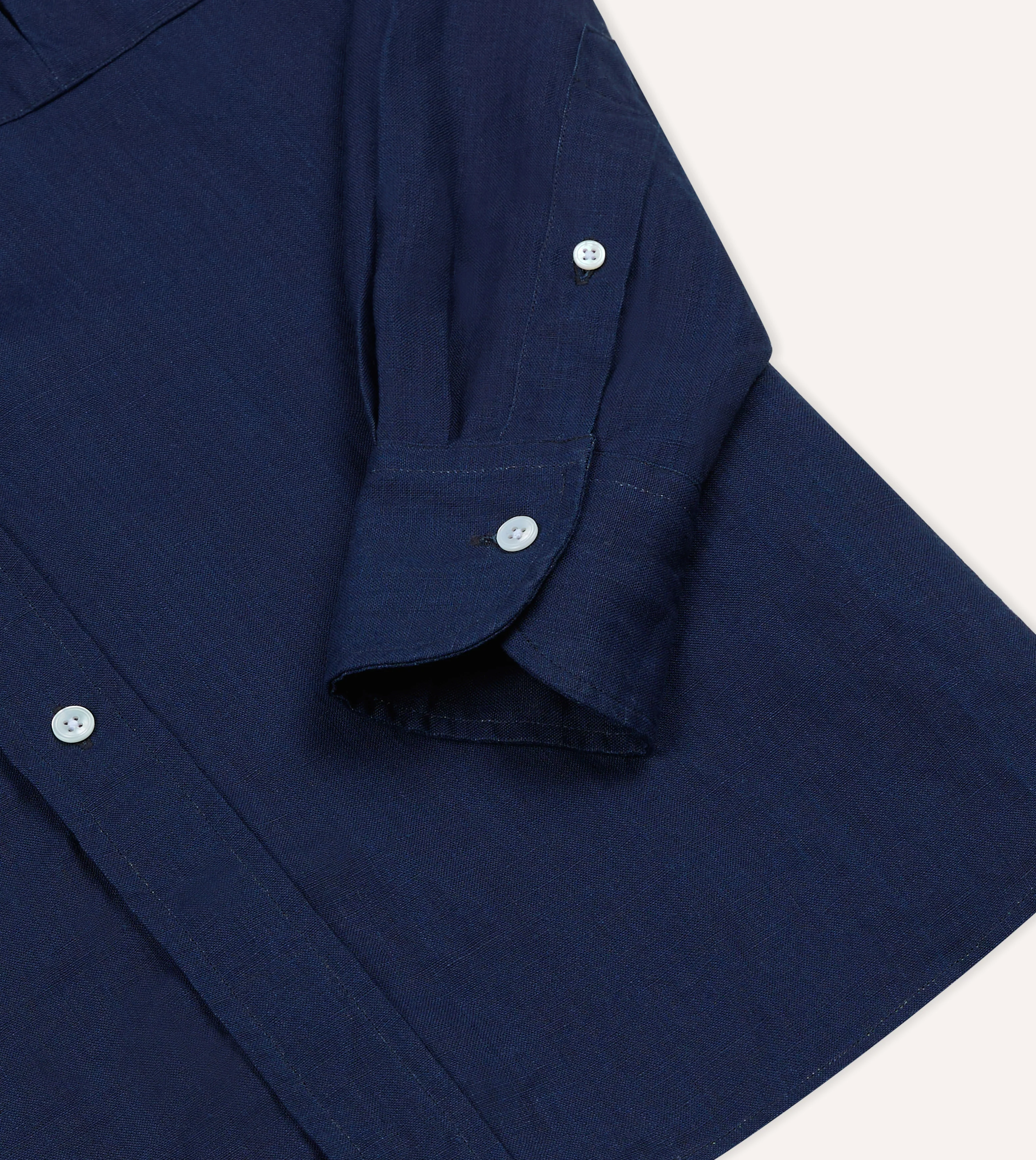 Indigo Linen Two-Pocket Long Point Collar Work Shirt - Image 5