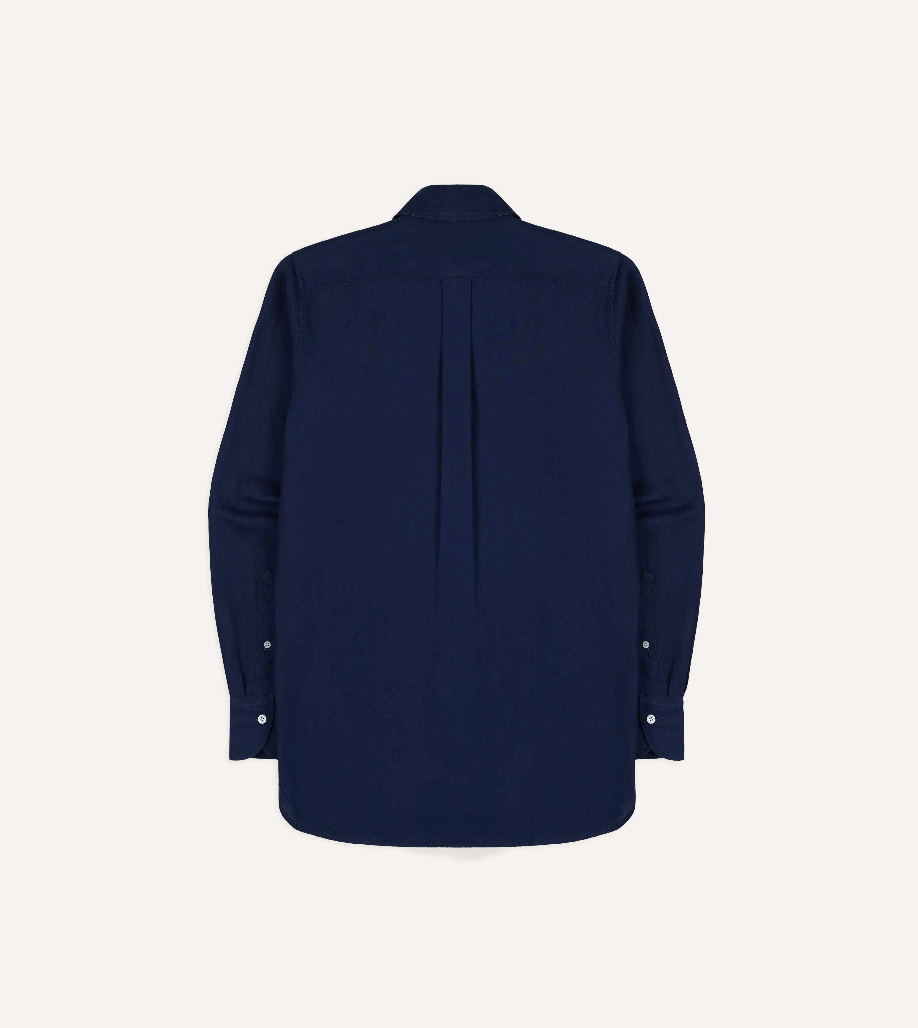 Indigo Linen Two-Pocket Long Point Collar Work Shirt - Image 6