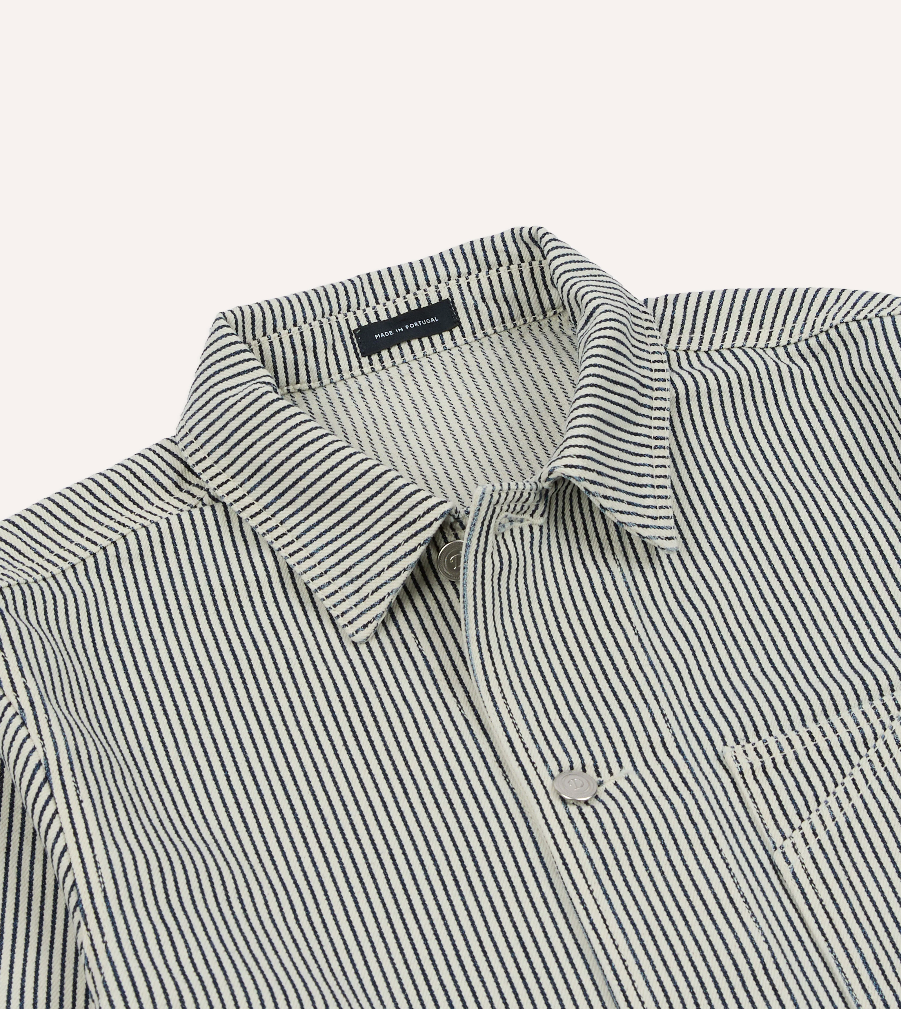 Indigo Stripe Cotton Fatigue Jacket - Image 3