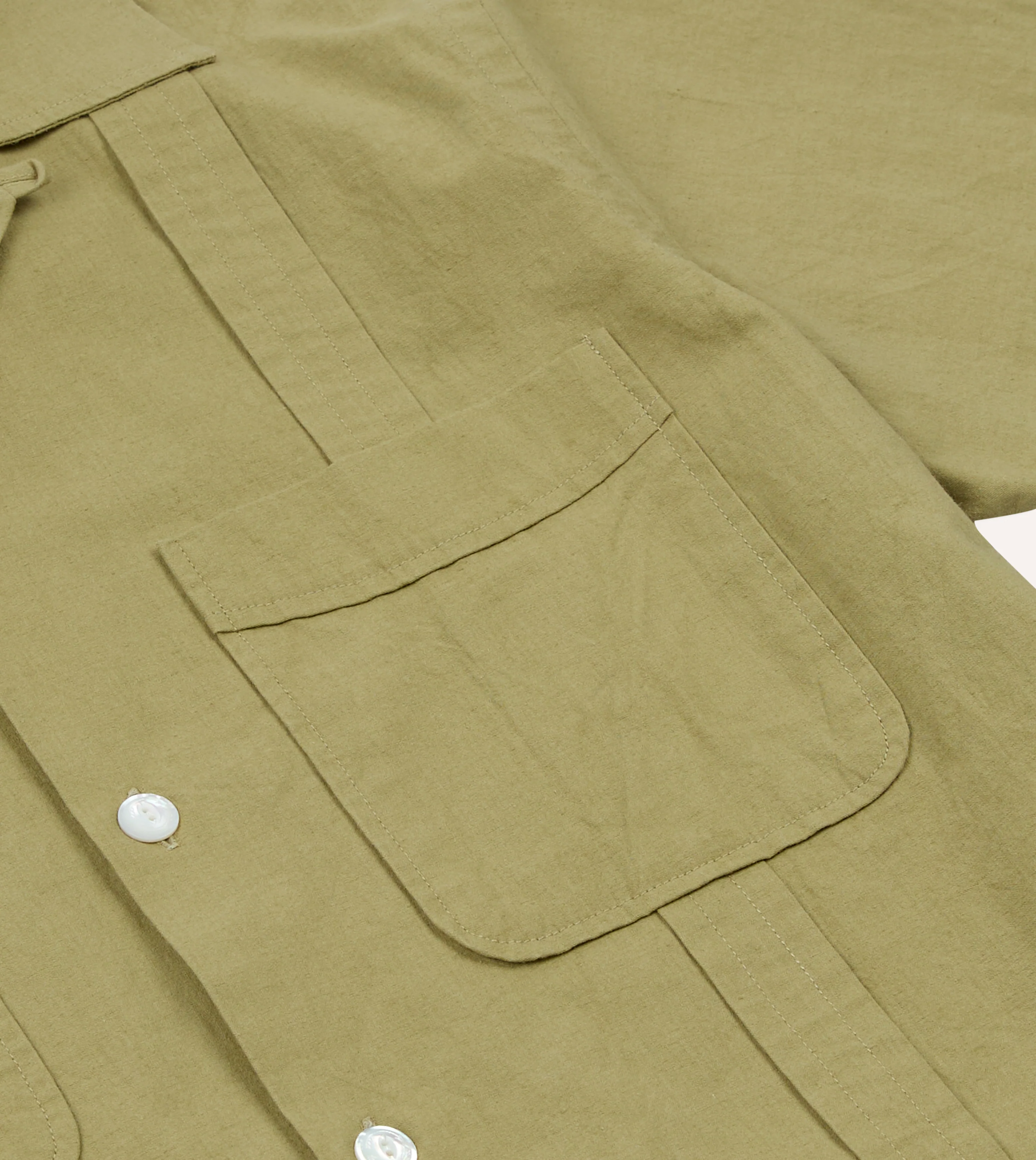 Khaki Cotton-Linen Crepe Cuban Shirt - Image 5