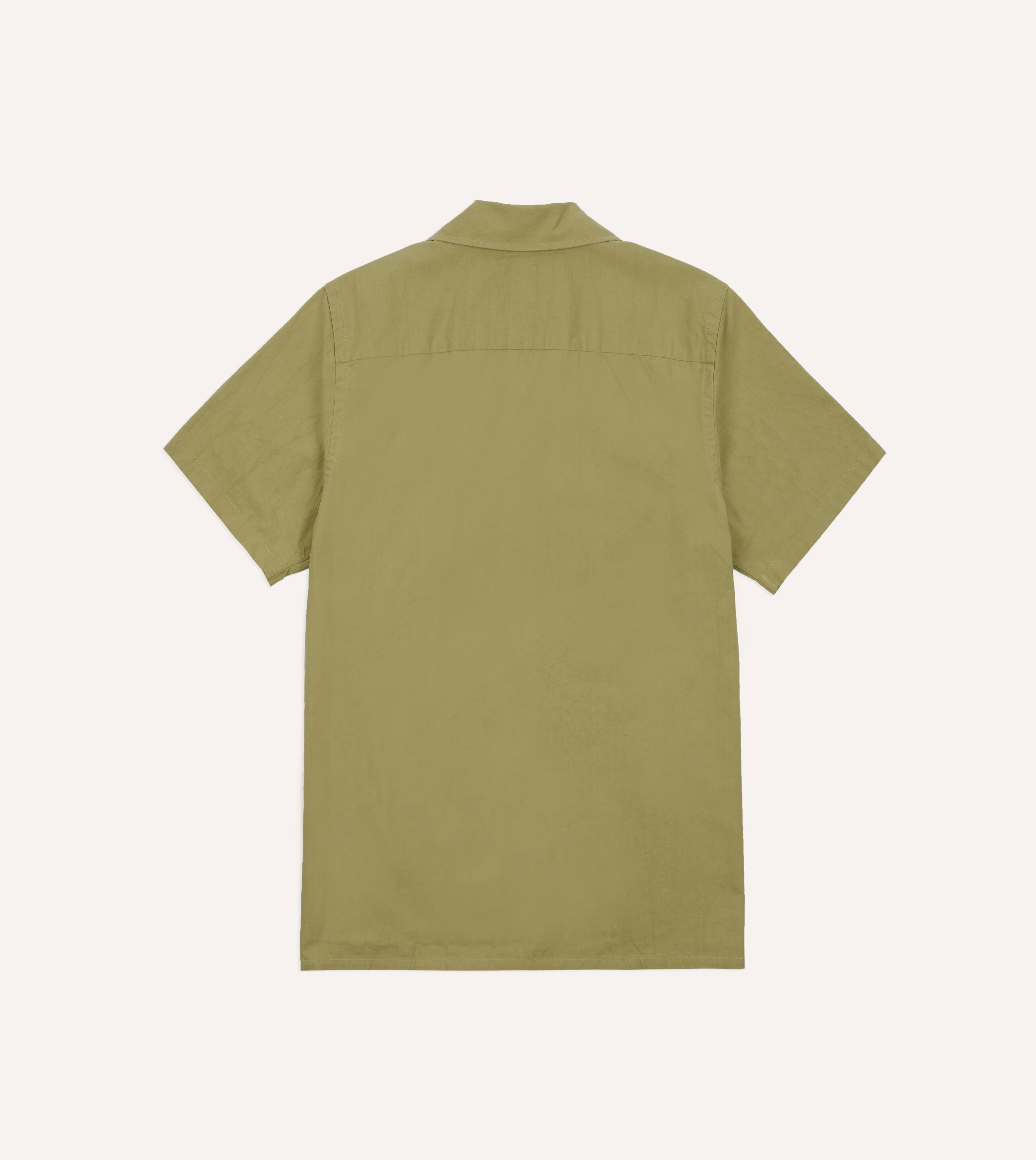 Khaki Cotton-Linen Crepe Cuban Shirt - Image 6