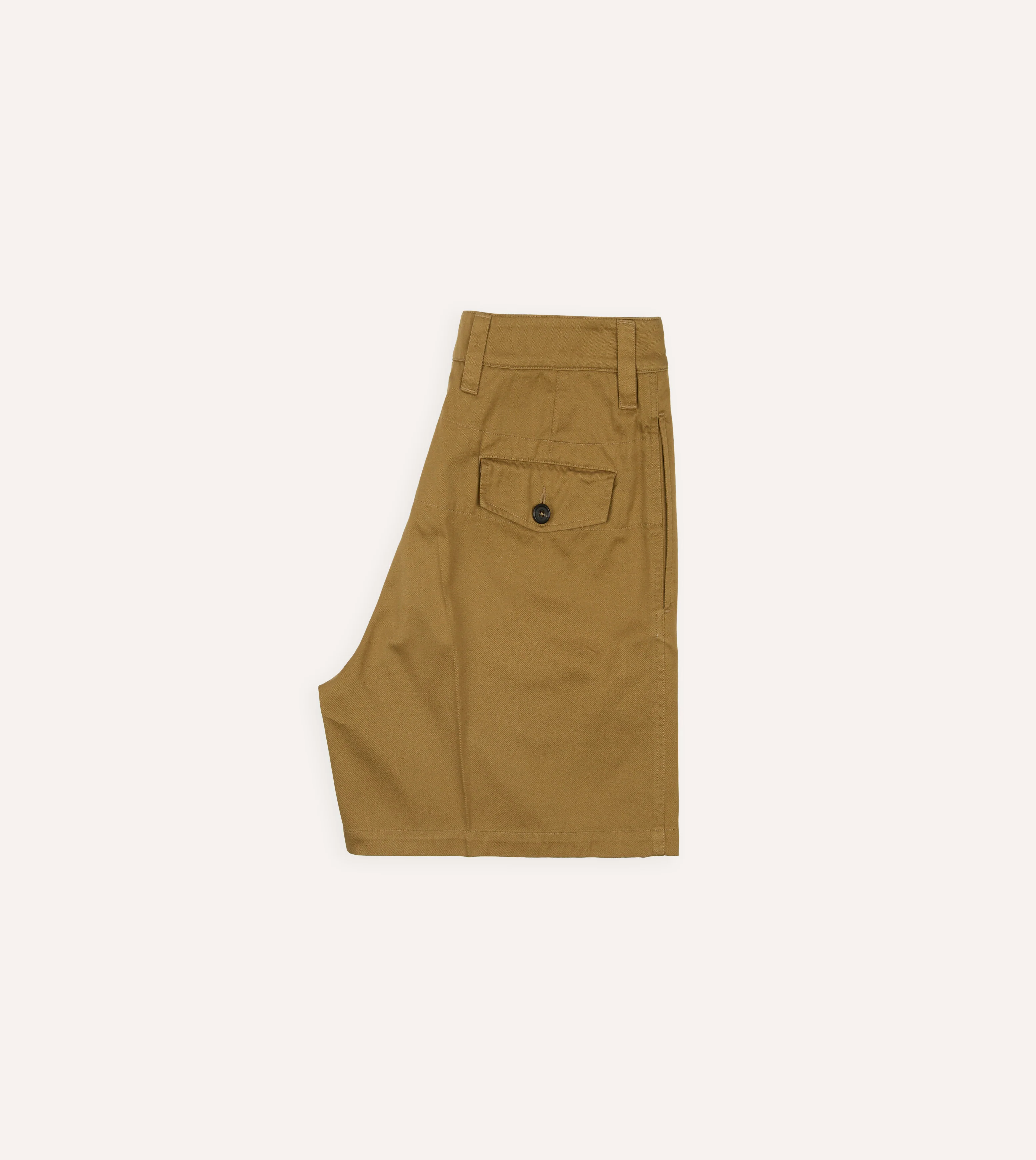 Khaki Cotton Wide Leg Double-Pleat Shorts - Image 6