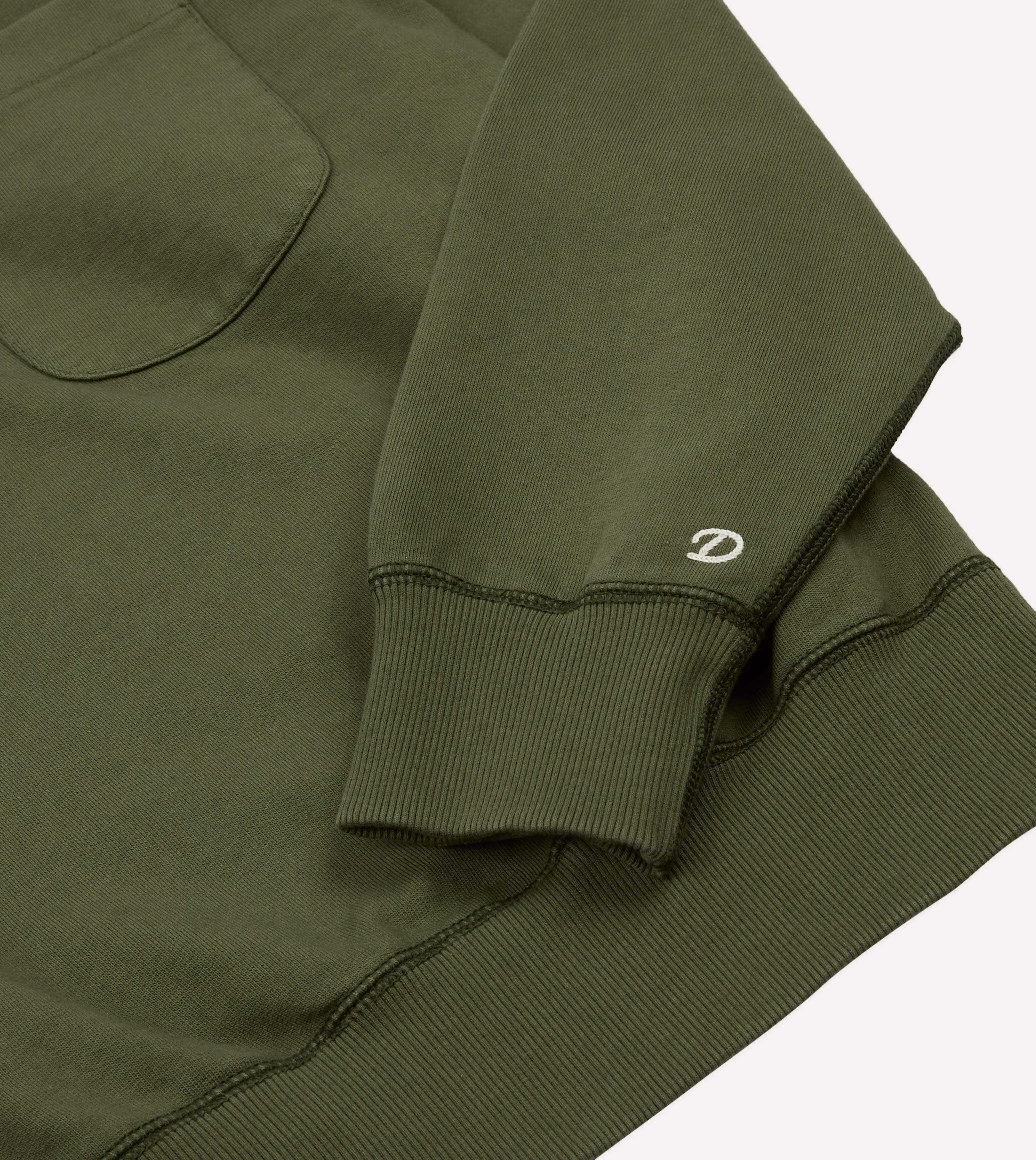 Khaki Green Cotton Quarter Zip Collared Sweatshirt - Image 6