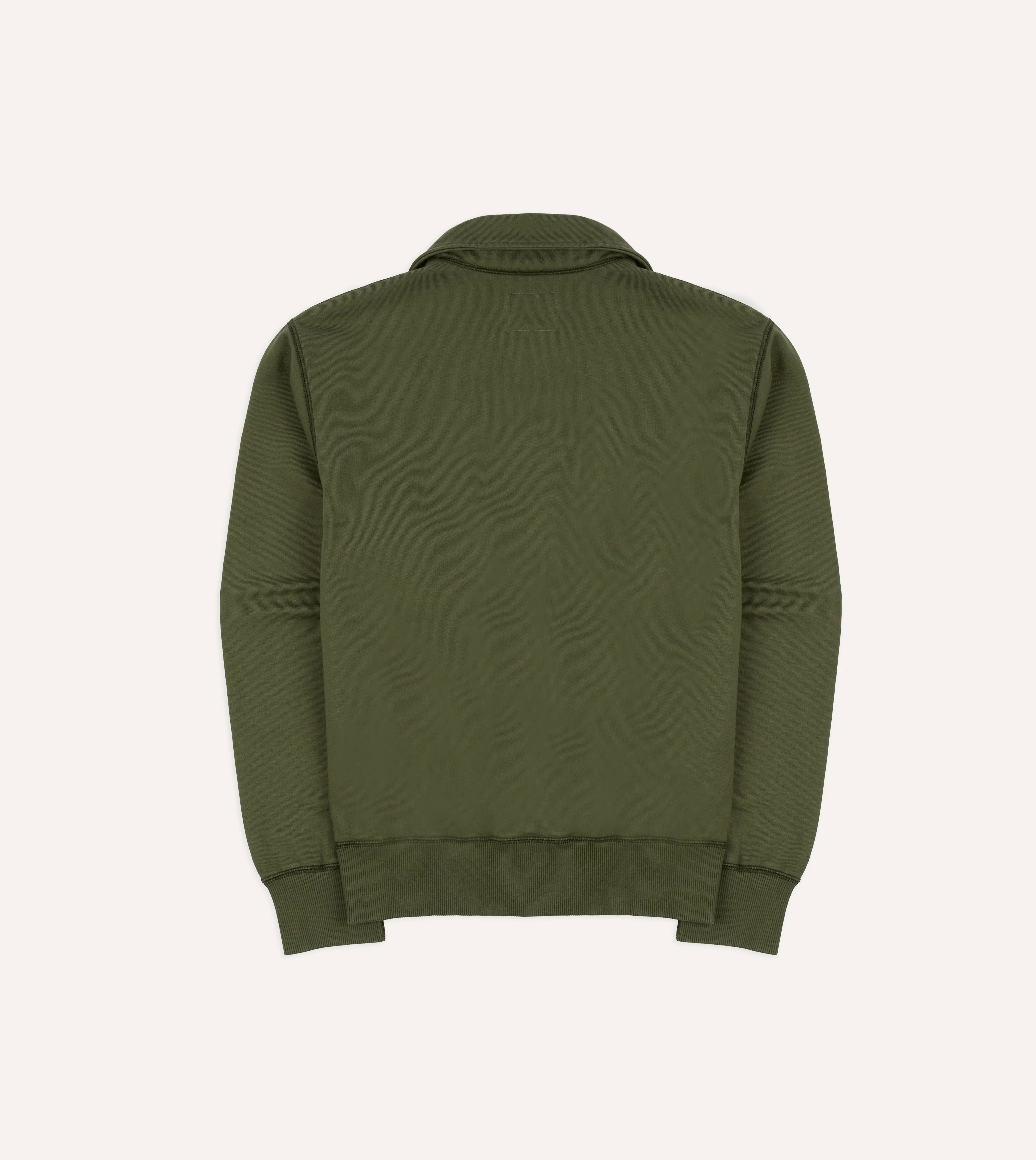 Khaki Green Cotton Quarter Zip Collared Sweatshirt - Image 8