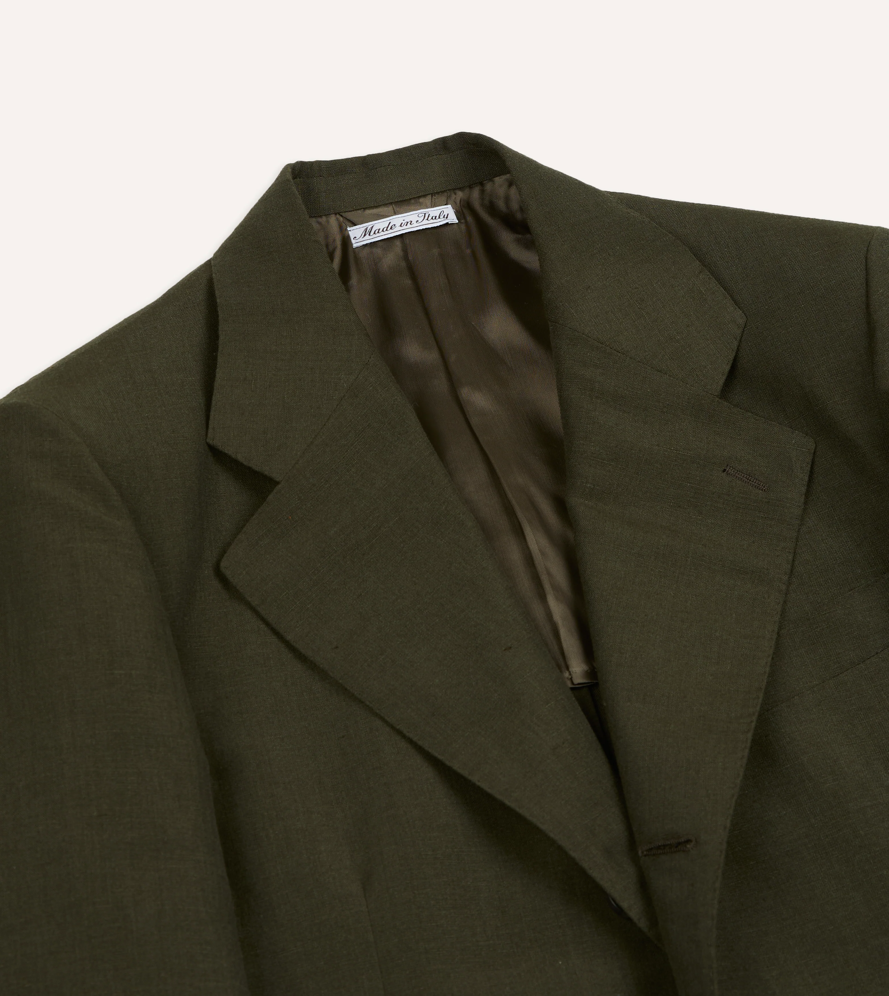 Khaki Green Linen-Wool Tailored Jacket - Image 3
