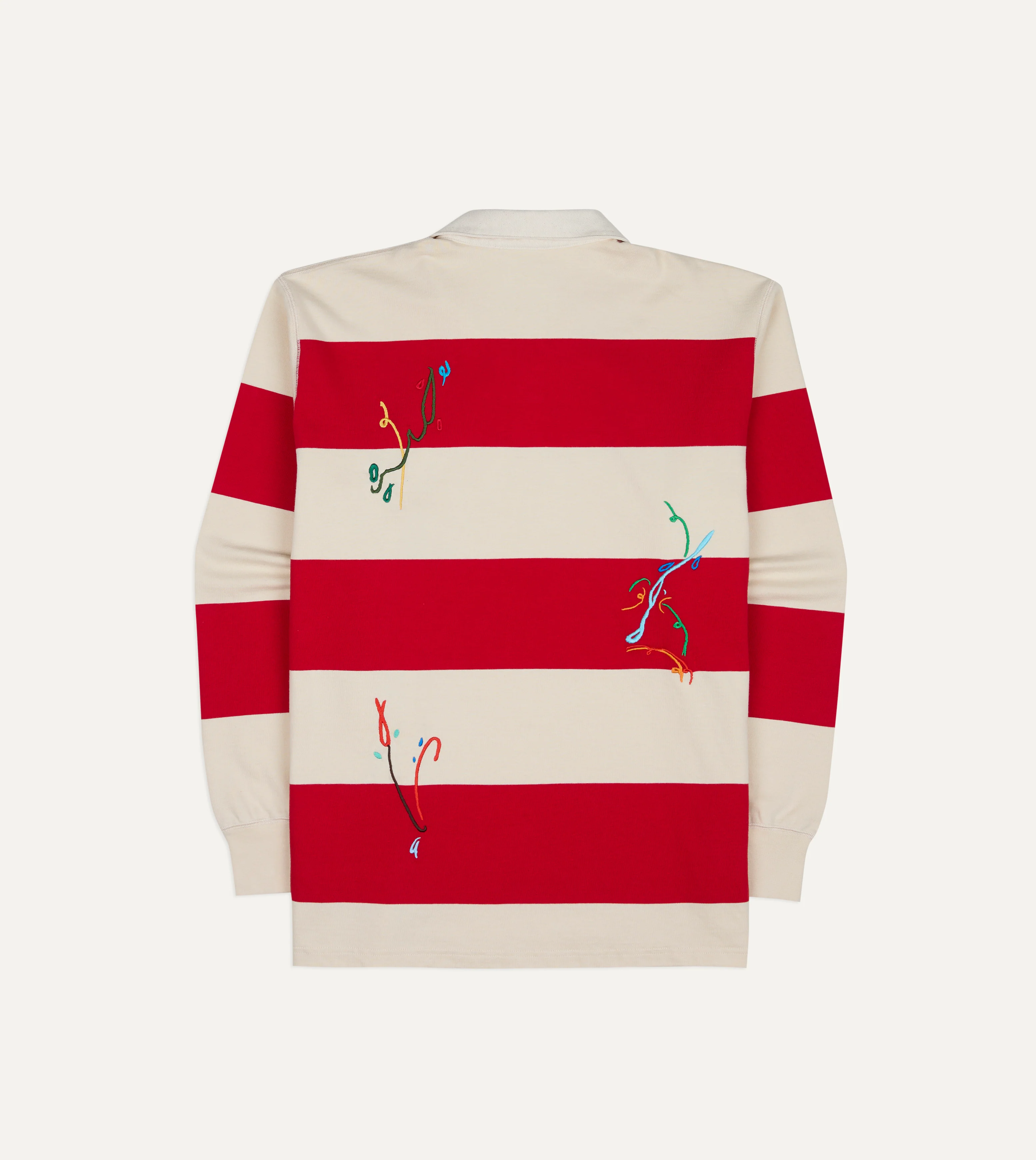 Mayumi Y. for Drake’s Stripe Cotton Embroidered Rugby Shirt - Image 7