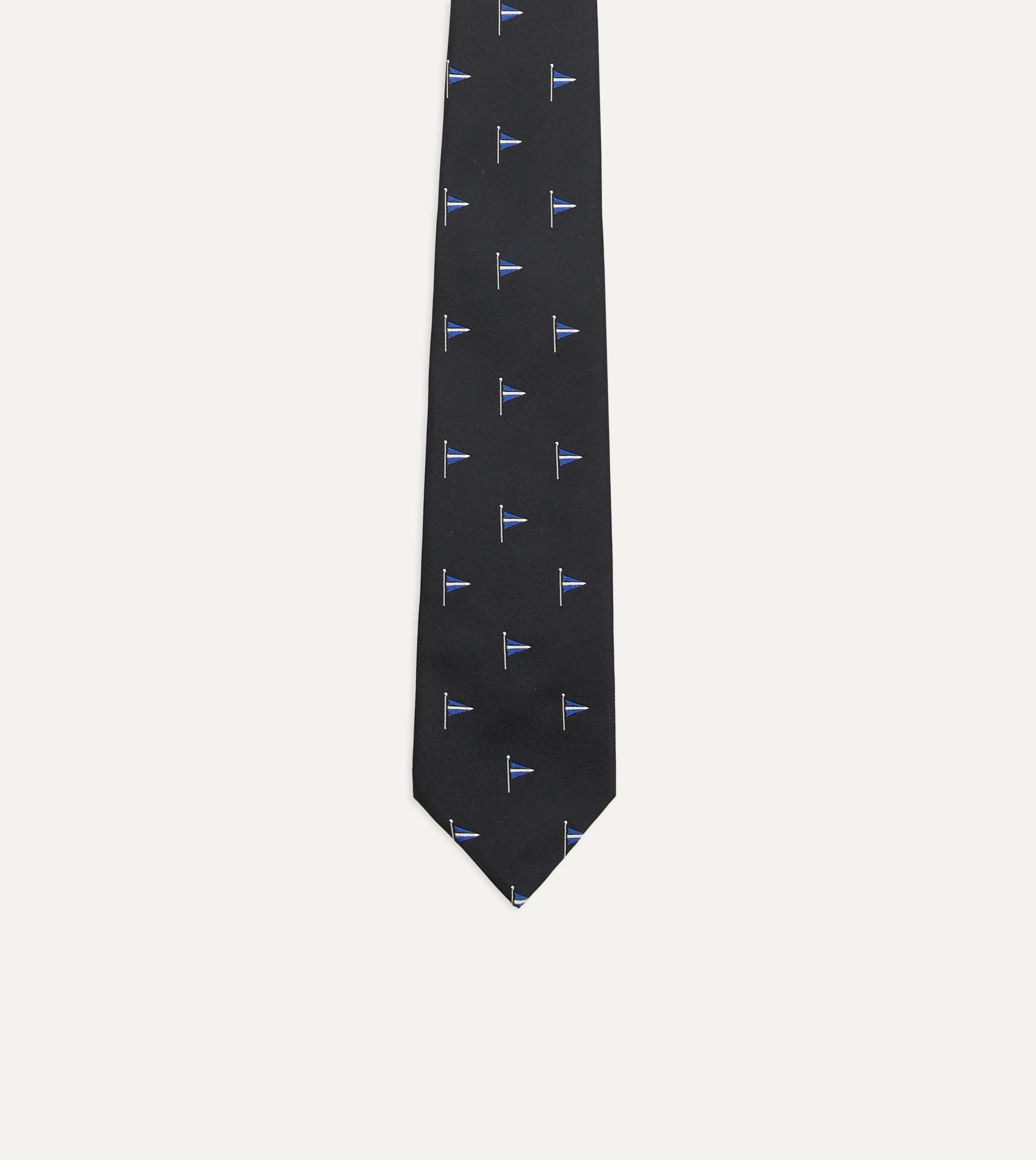 Navy Blue Pennant Motif Silk Tipped Tie - Image 4