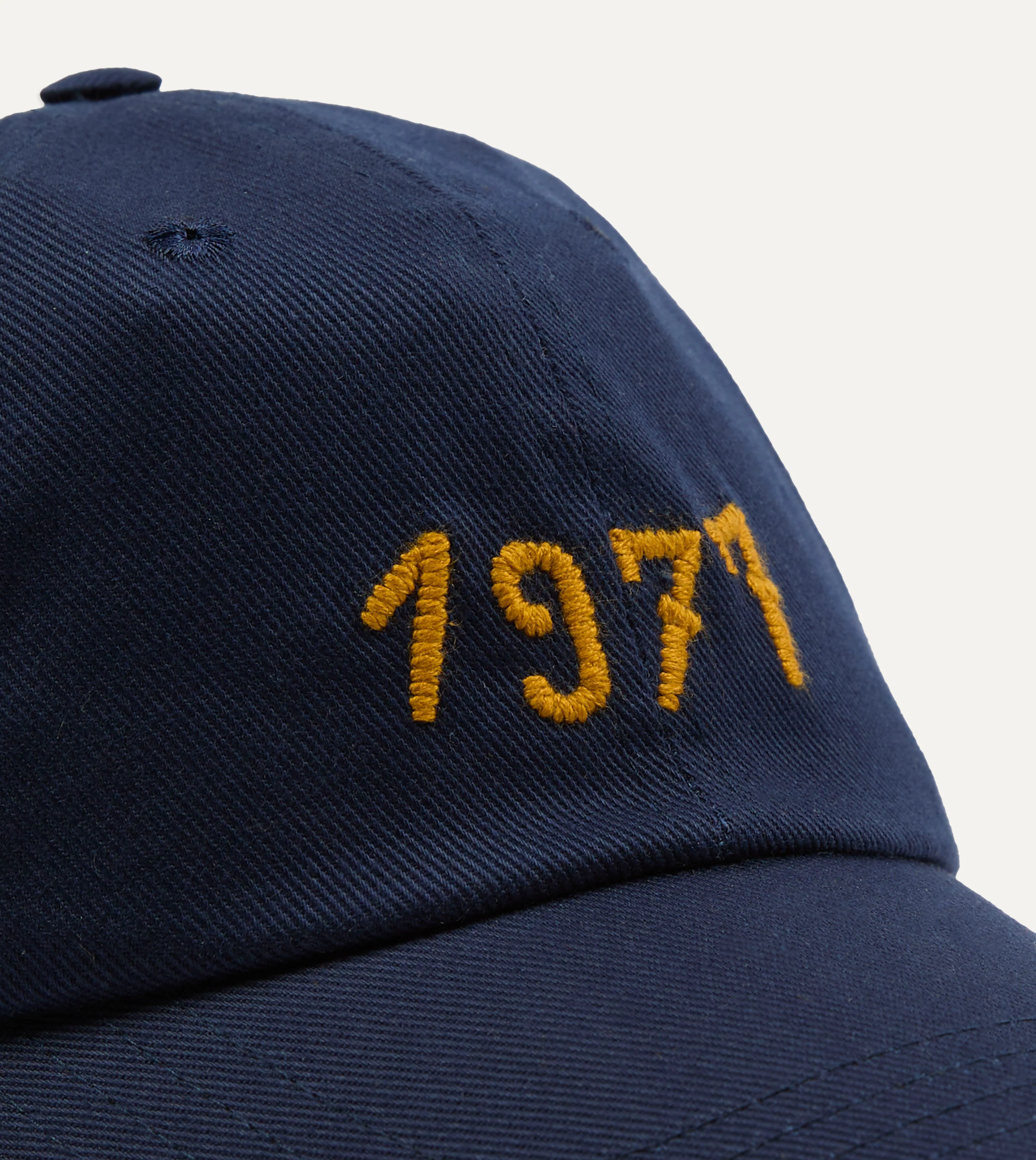 Navy Chainstitch '1977' Cotton Twill Baseball Cap - Image 3