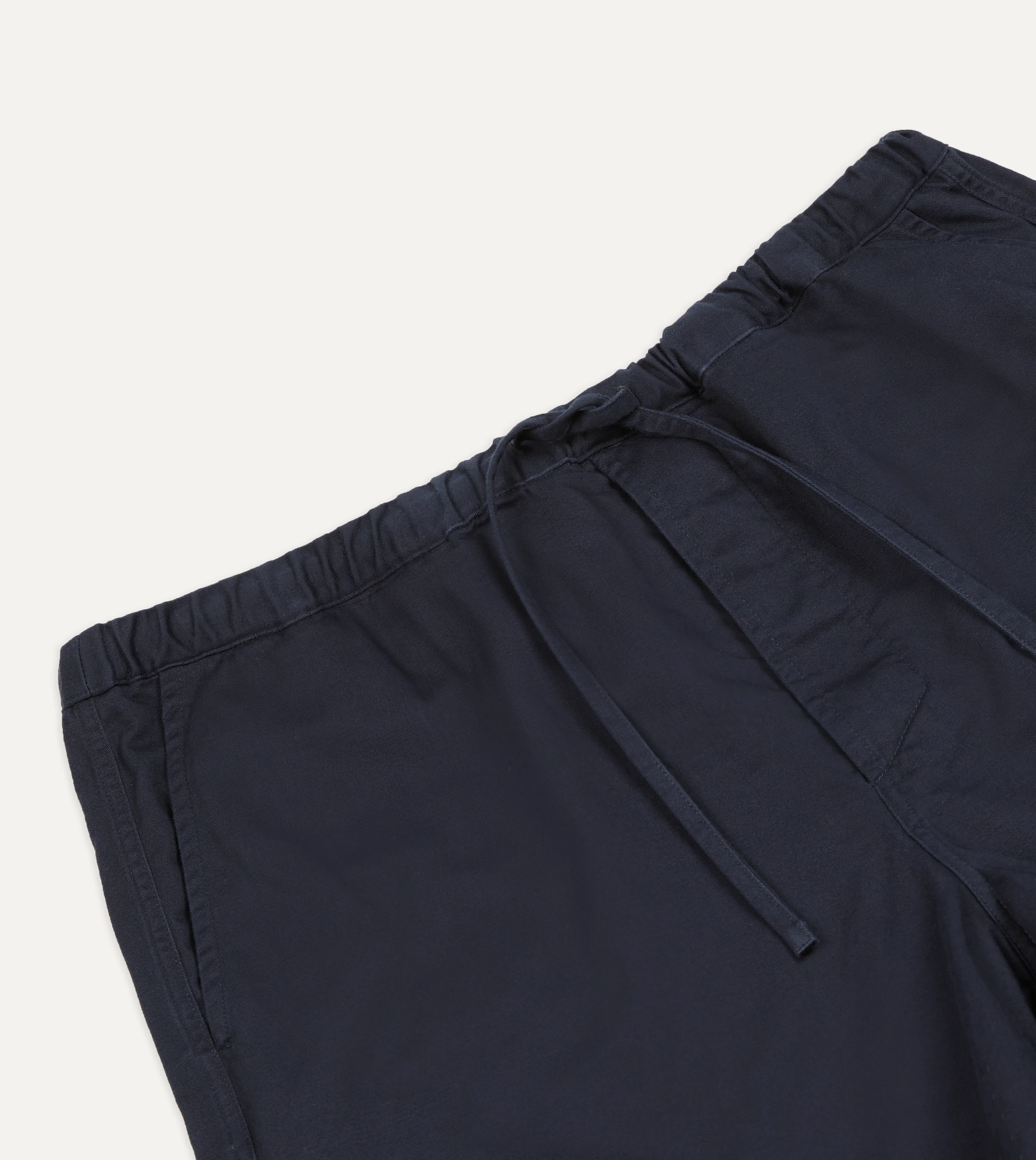 Navy Cotton Drawstring Shorts - Image 3