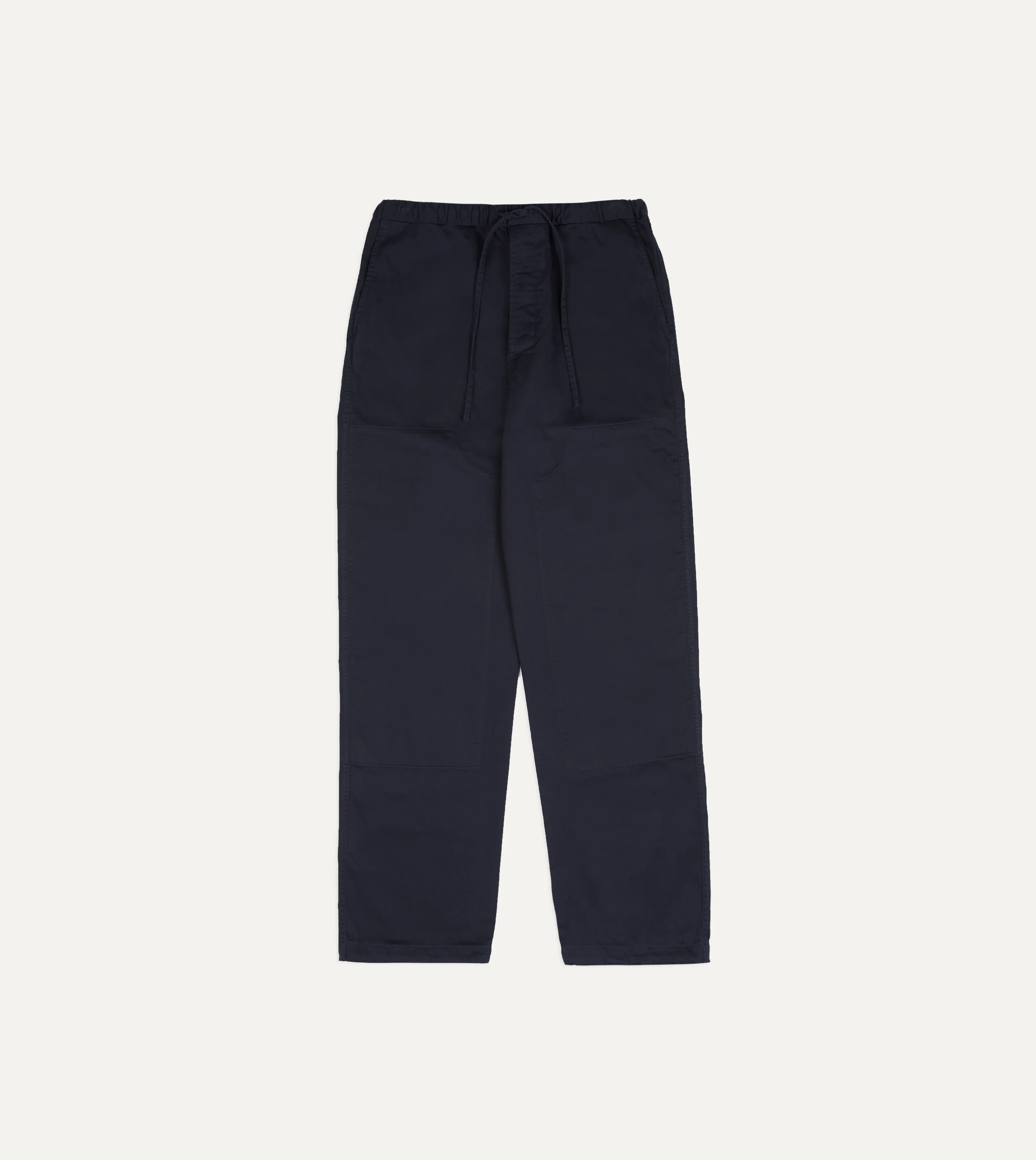 Navy Cotton Drawstring Trousers - Image 3