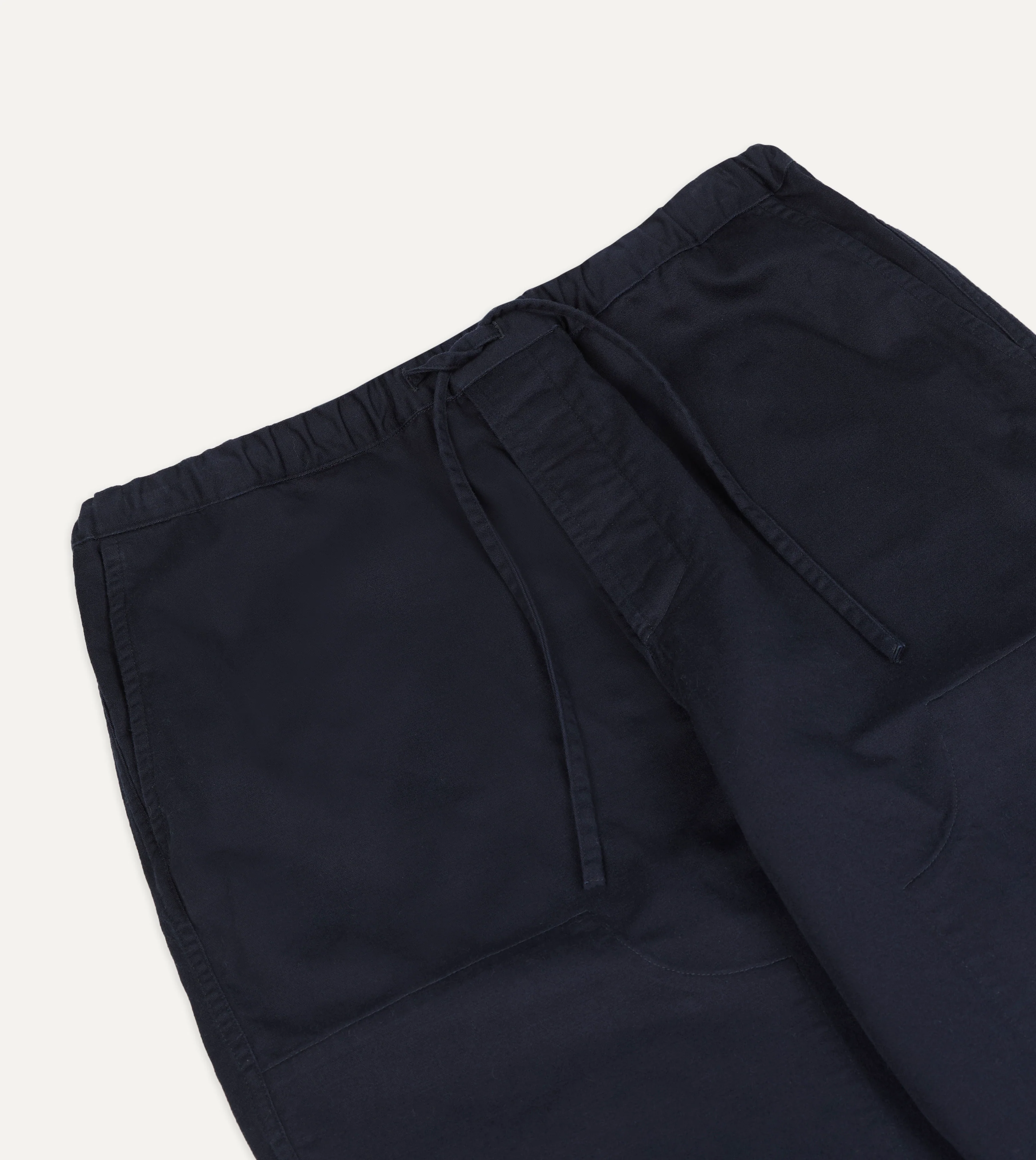 Navy Cotton Drawstring Trousers - Image 4