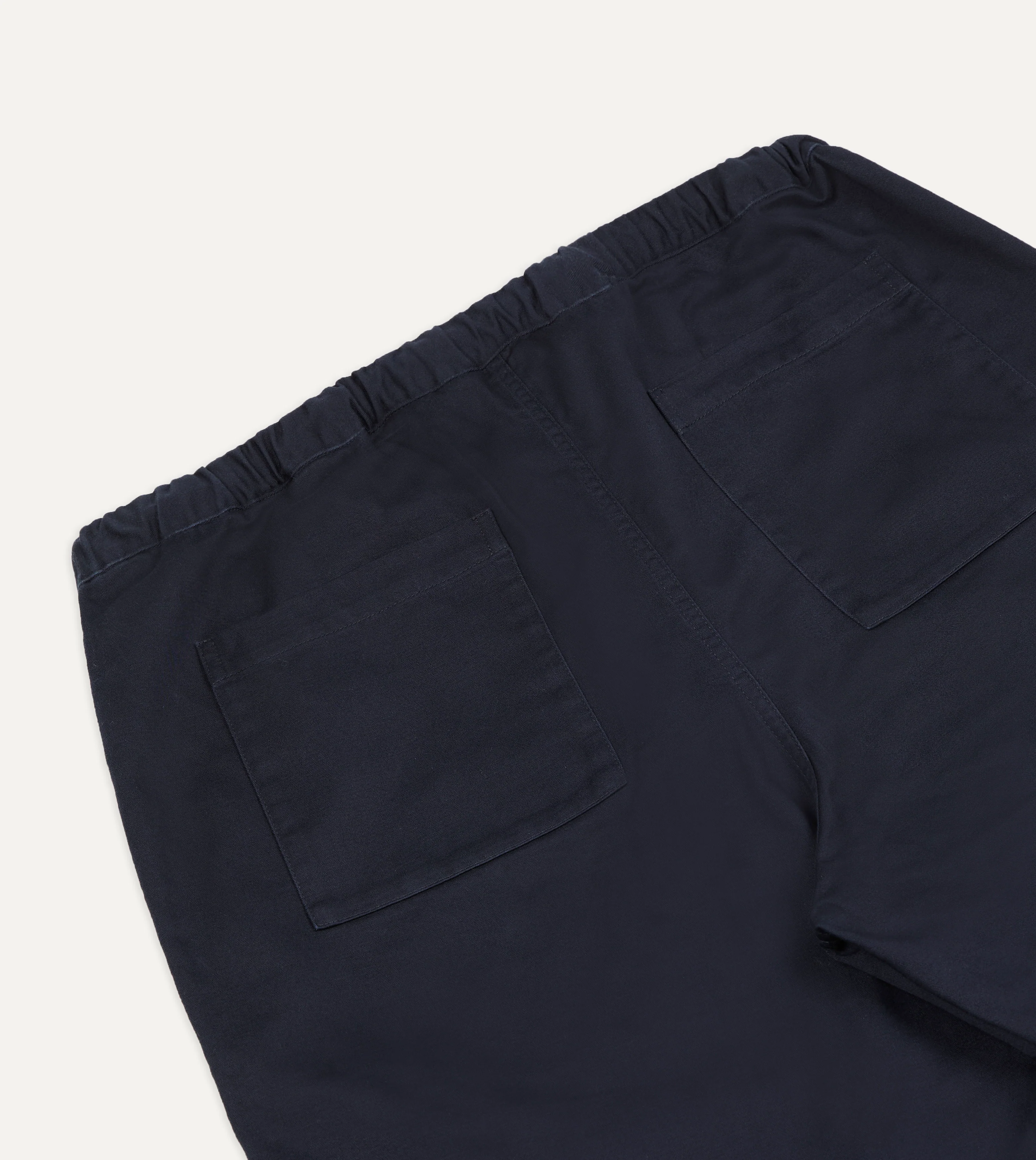 Navy Cotton Drawstring Trousers - Image 5