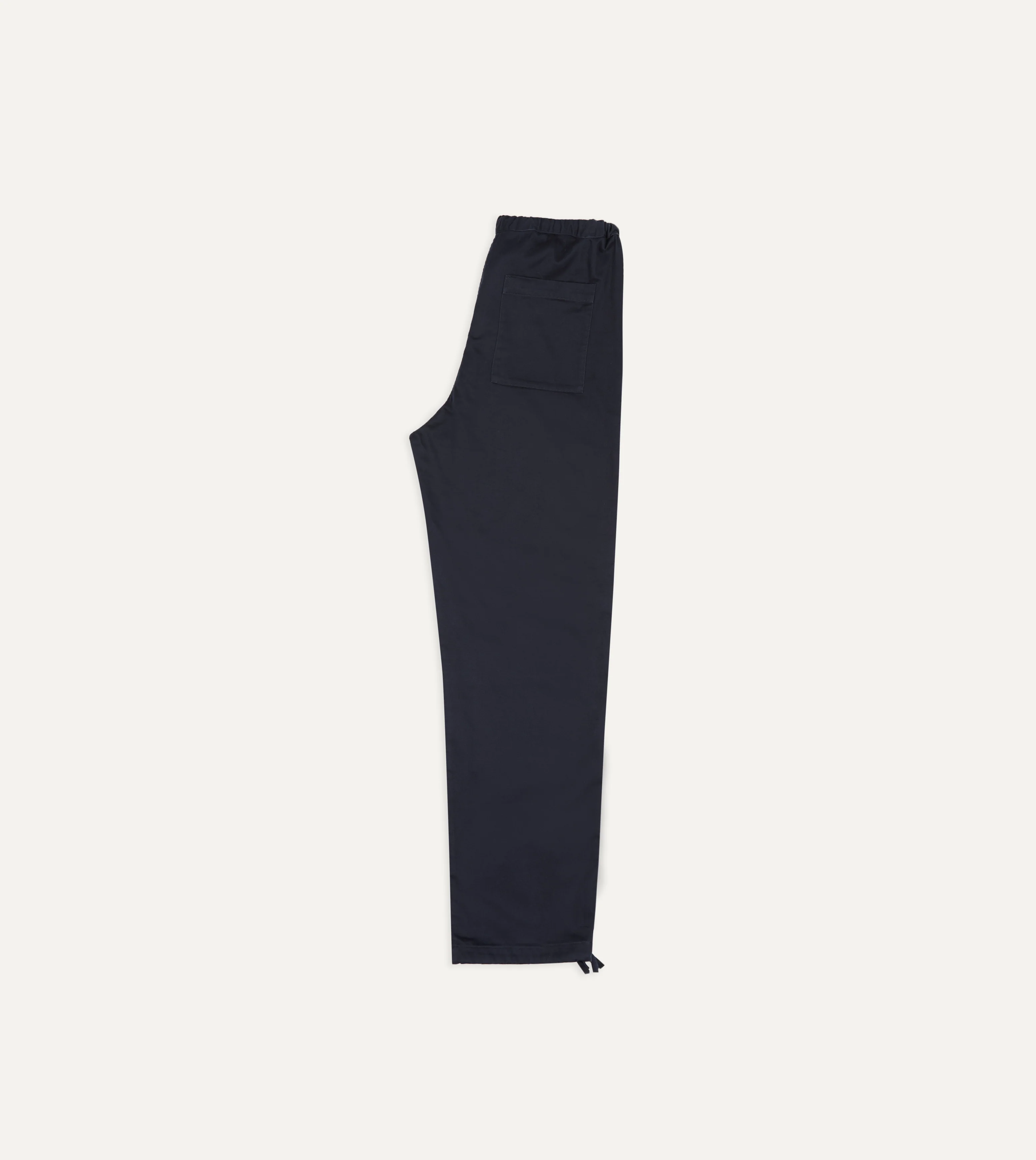 Navy Cotton Drawstring Trousers - Image 6