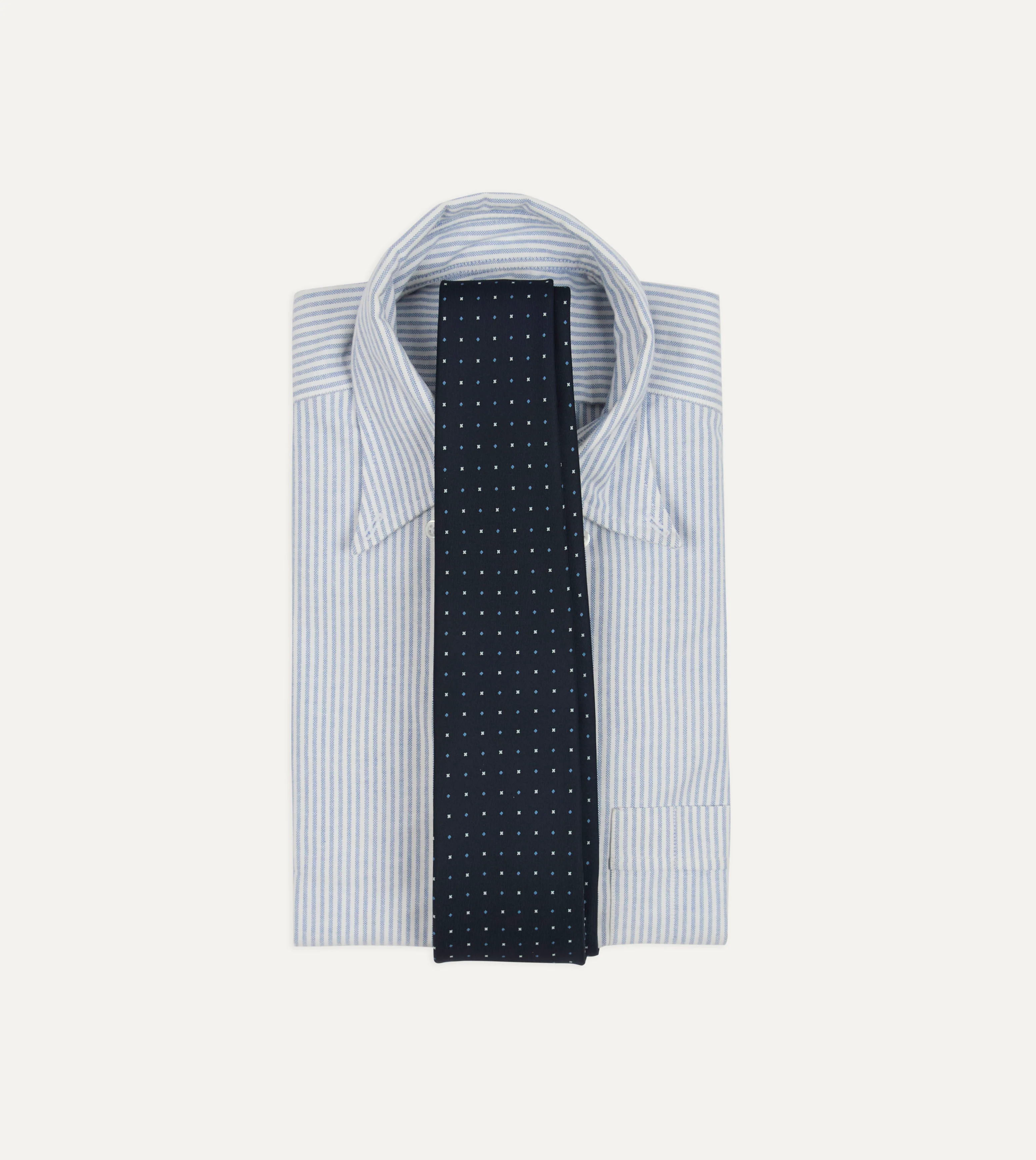 Navy Crosses Print Silk Self Tipped Tie - Image 2