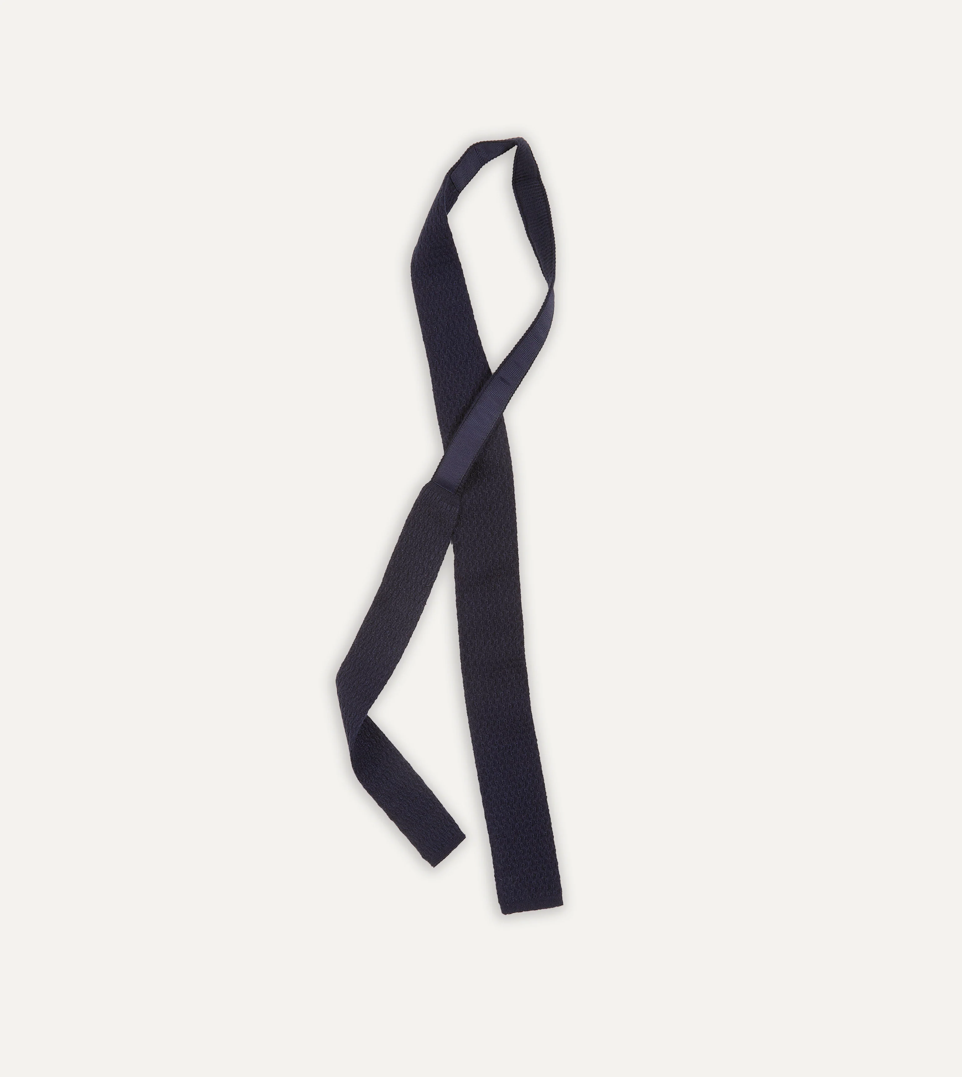 Navy Knitted Cashmere Wool Solid Colour Tie - Image 4