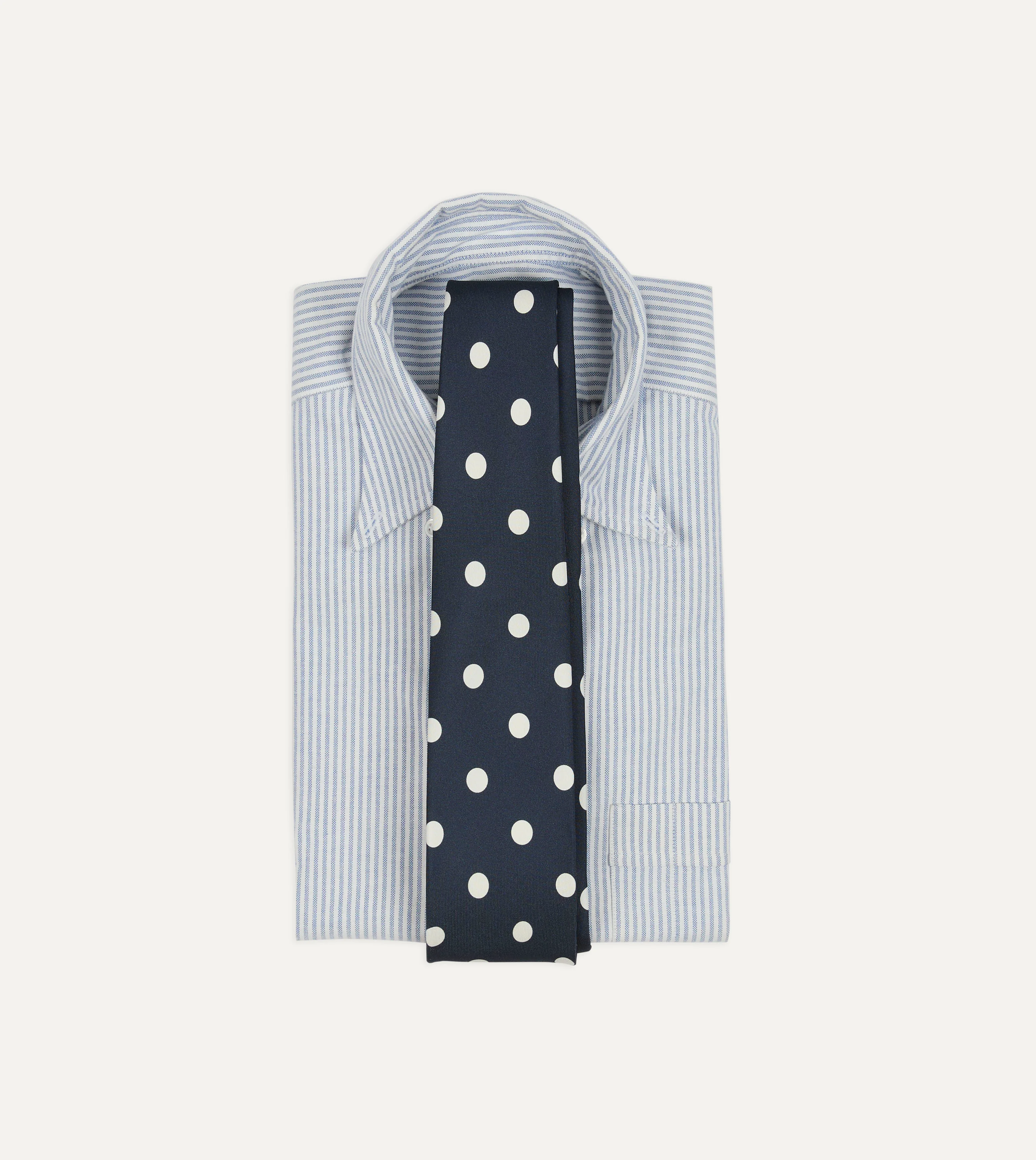 Navy Large Polka Dot Silk Self-Tipped Tie - Image 2