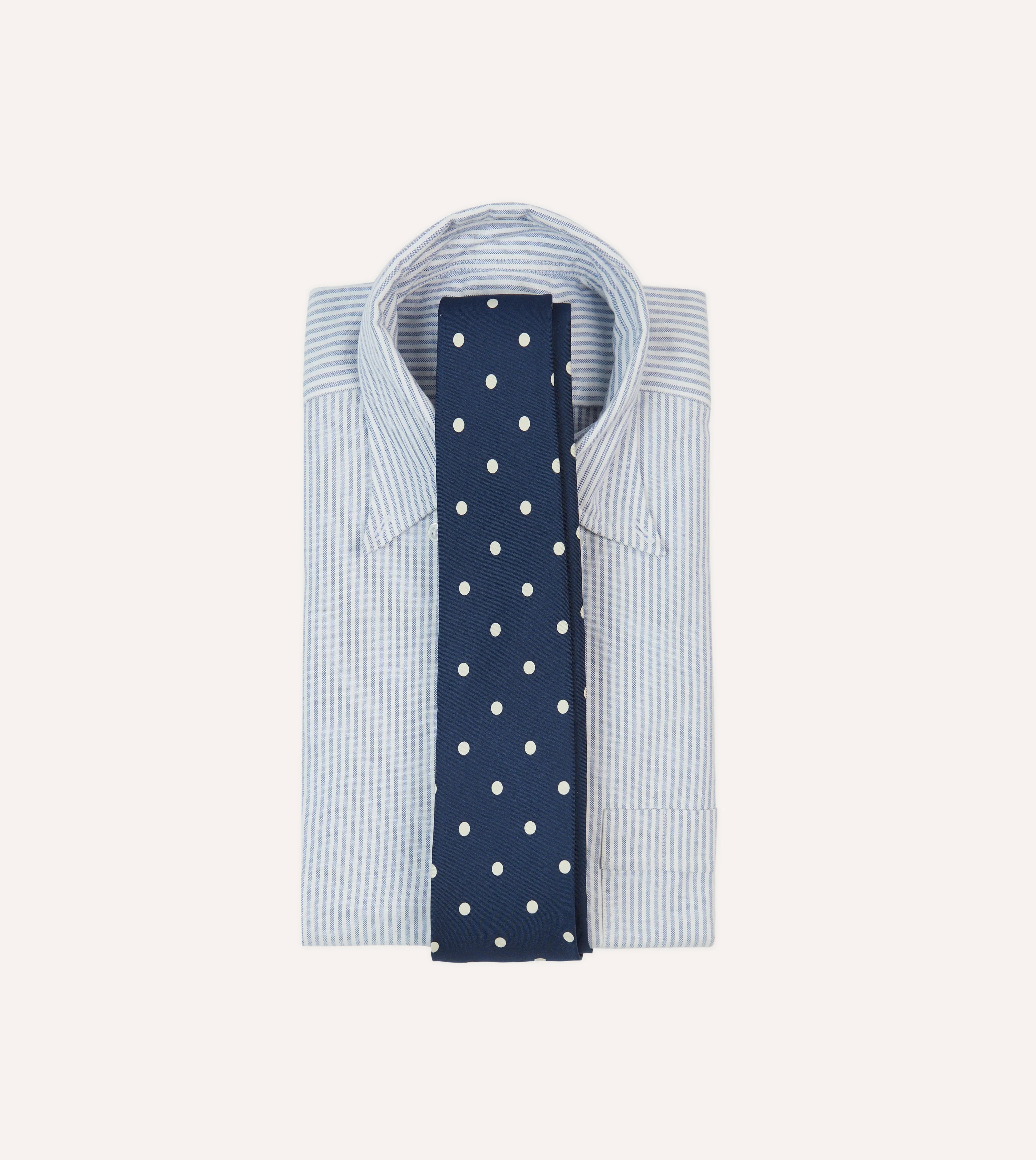 Navy Large Spot Silk Self-Tipped Tie - Image 2