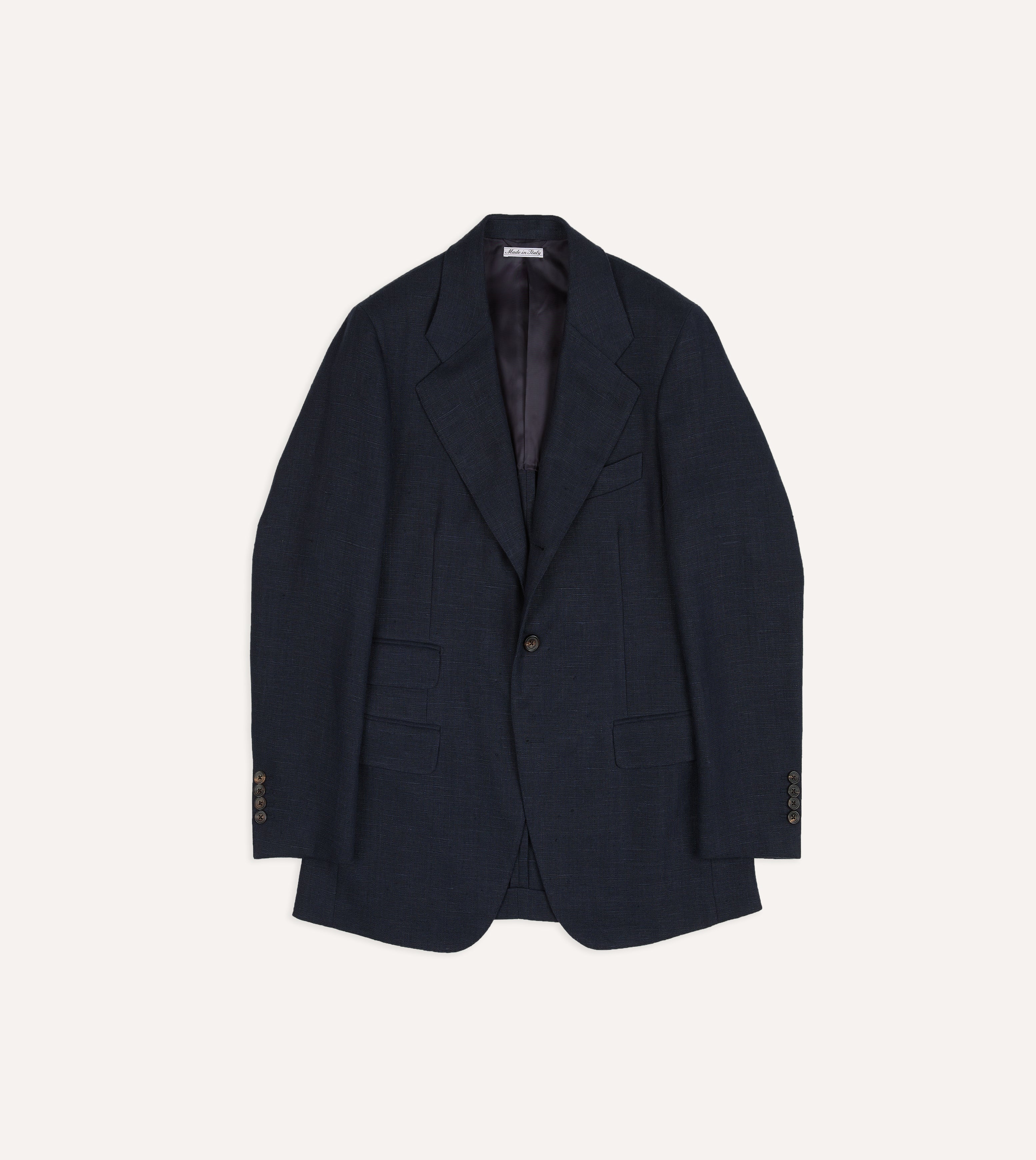 Navy Linen Tailored Jacket - Image 2