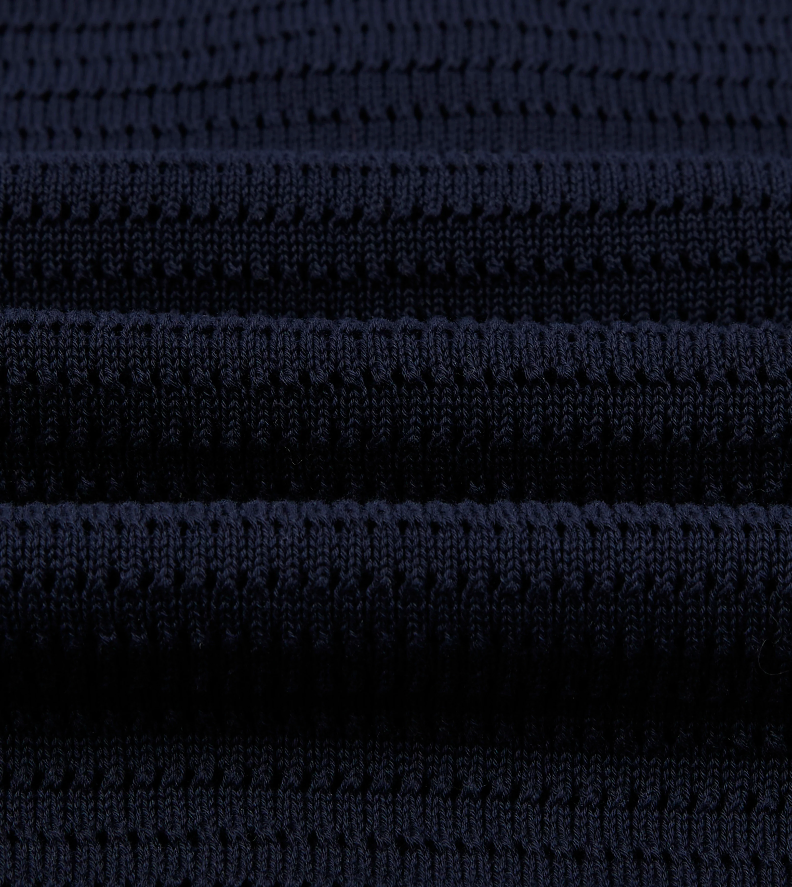 Navy Waffle Knit Cotton Short-Sleeve Polo Shirt - Image 3