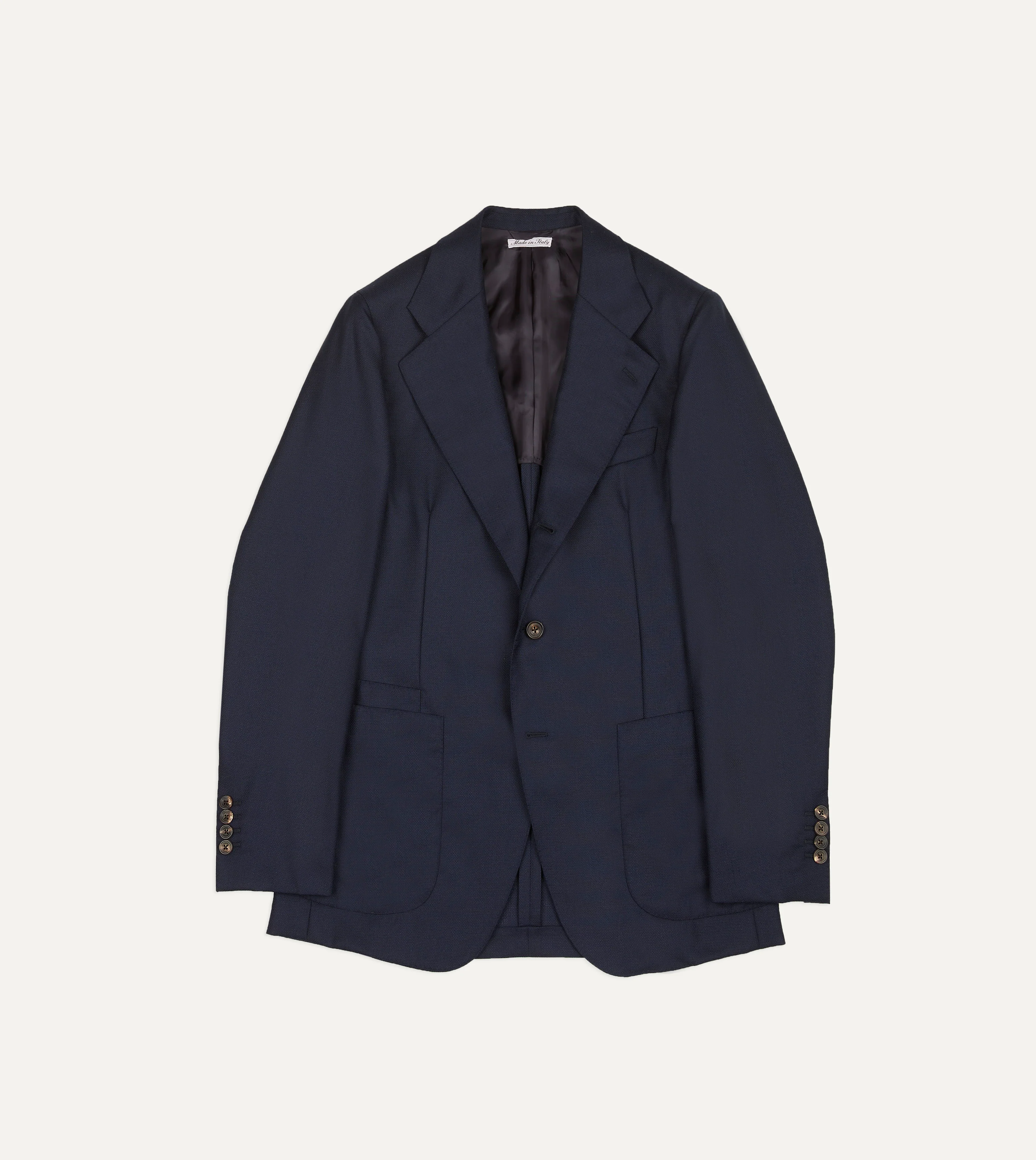 Navy Wool Hopsack Travel Blazer