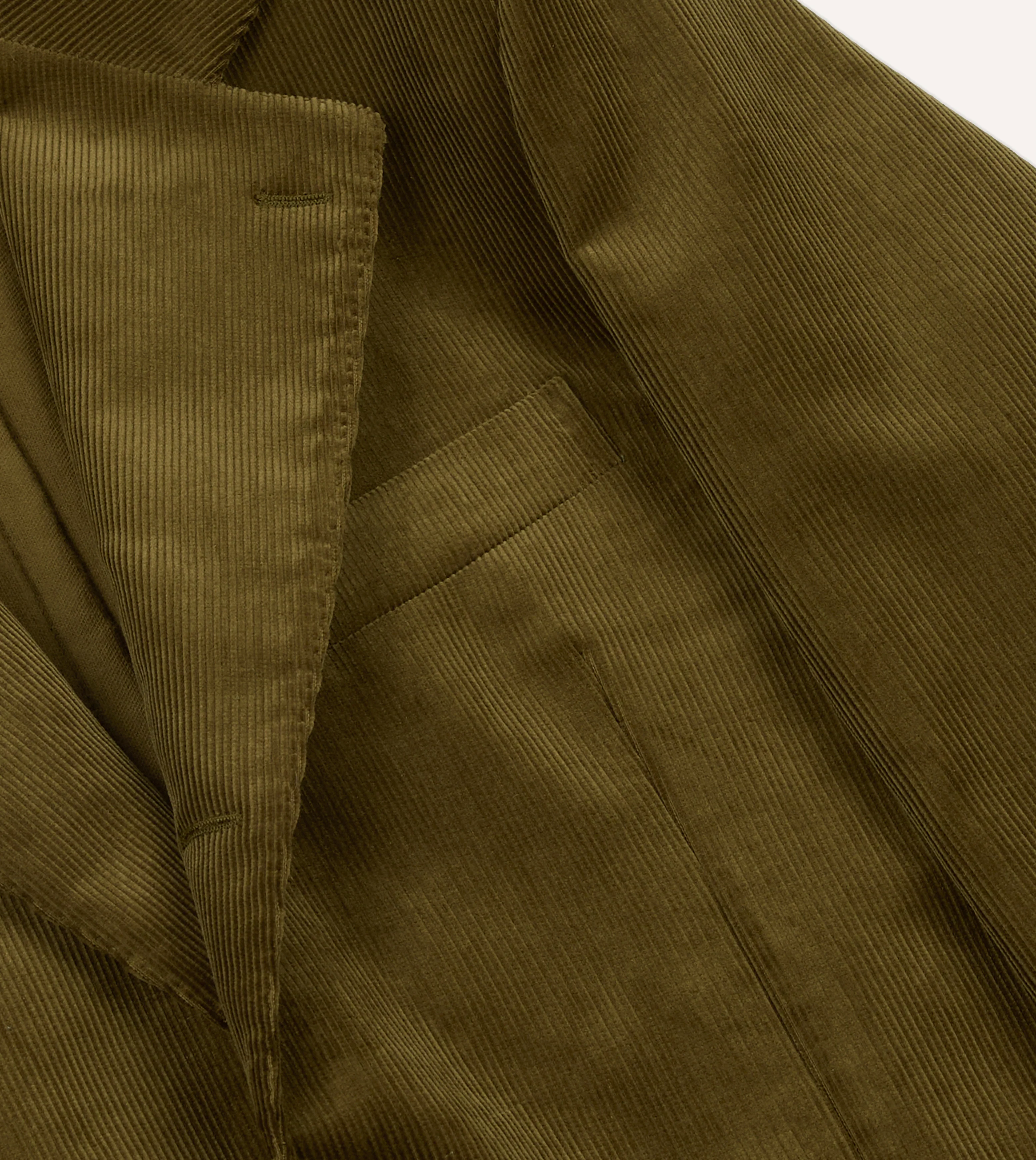 Olive Green Mid-Wale Cotton Corduroy Tailored Jacket - Image 4