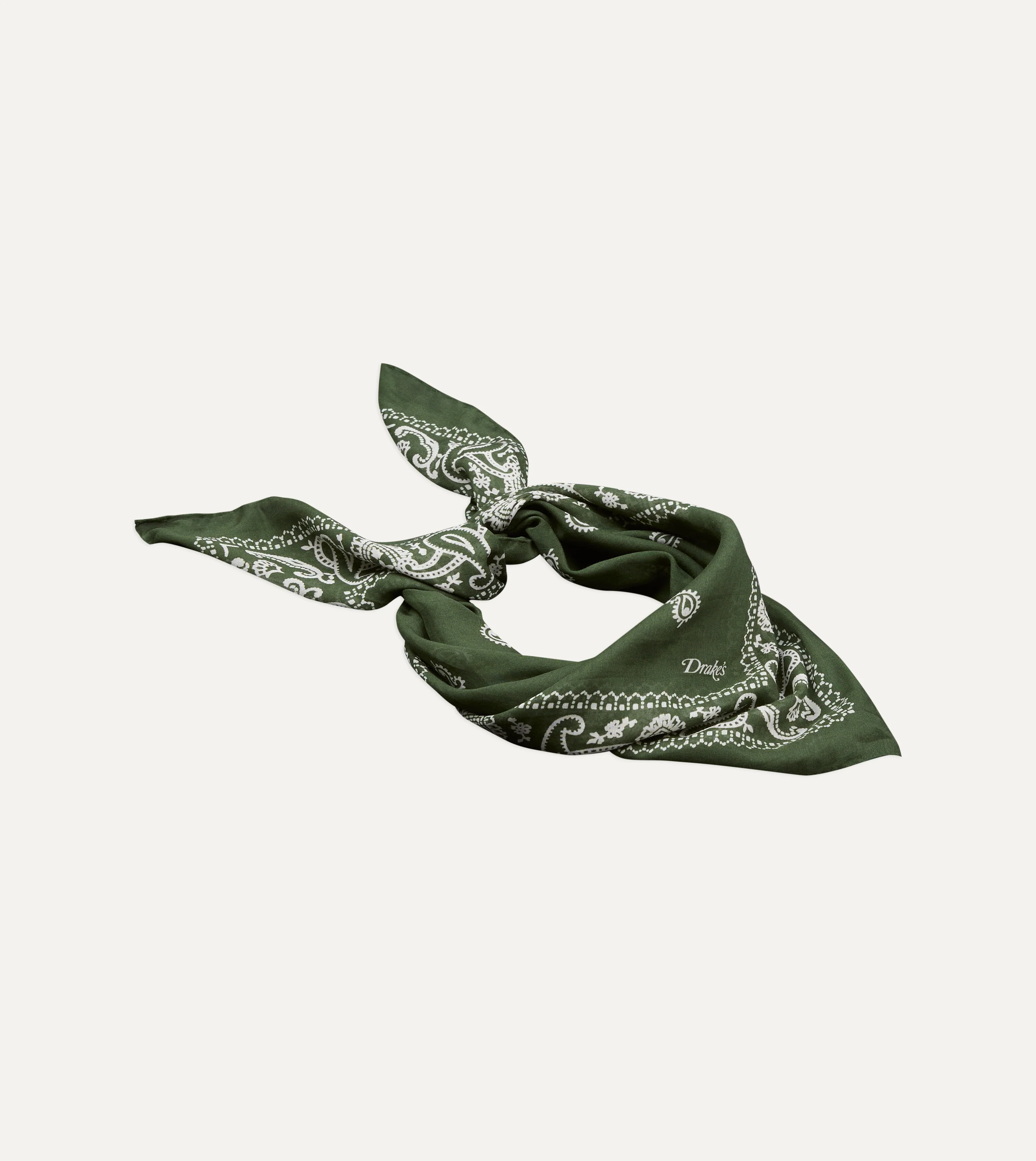 Olive Paisley Cotton-Silk Bandana - Image 4