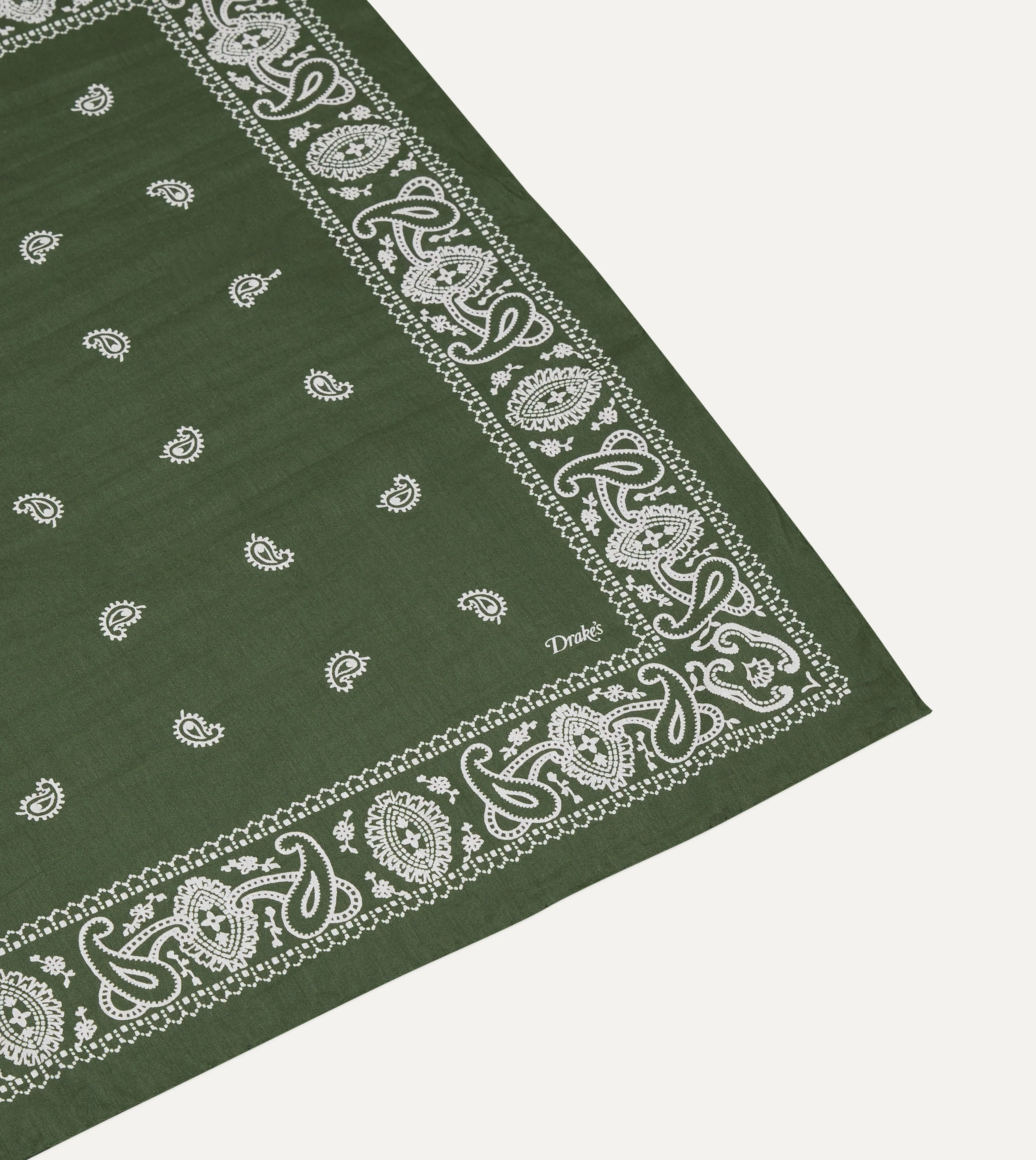 Olive Paisley Cotton-Silk Bandana - Image 5