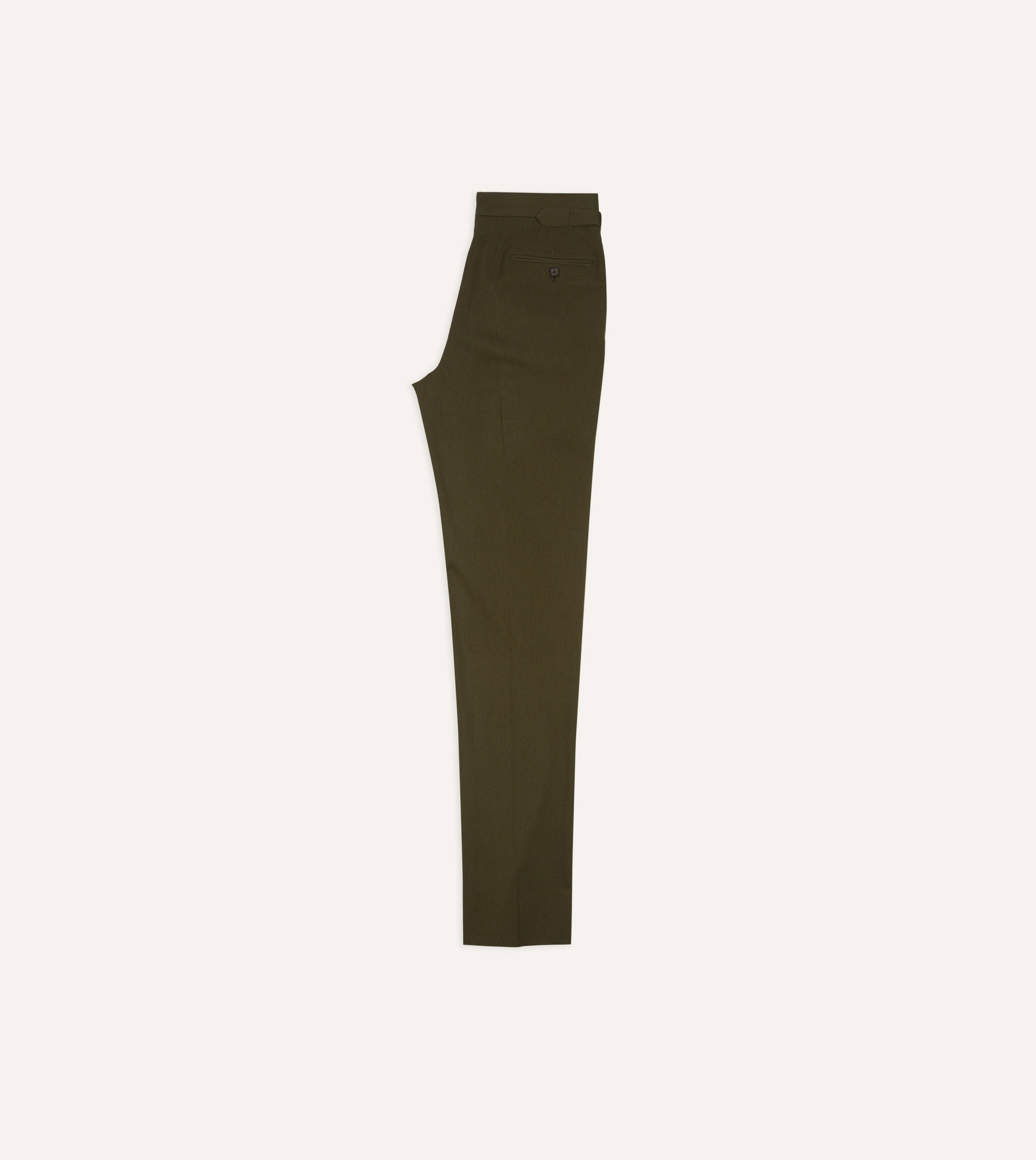 Olive Wool-Cotton Single Pleat Trouser - Image 6