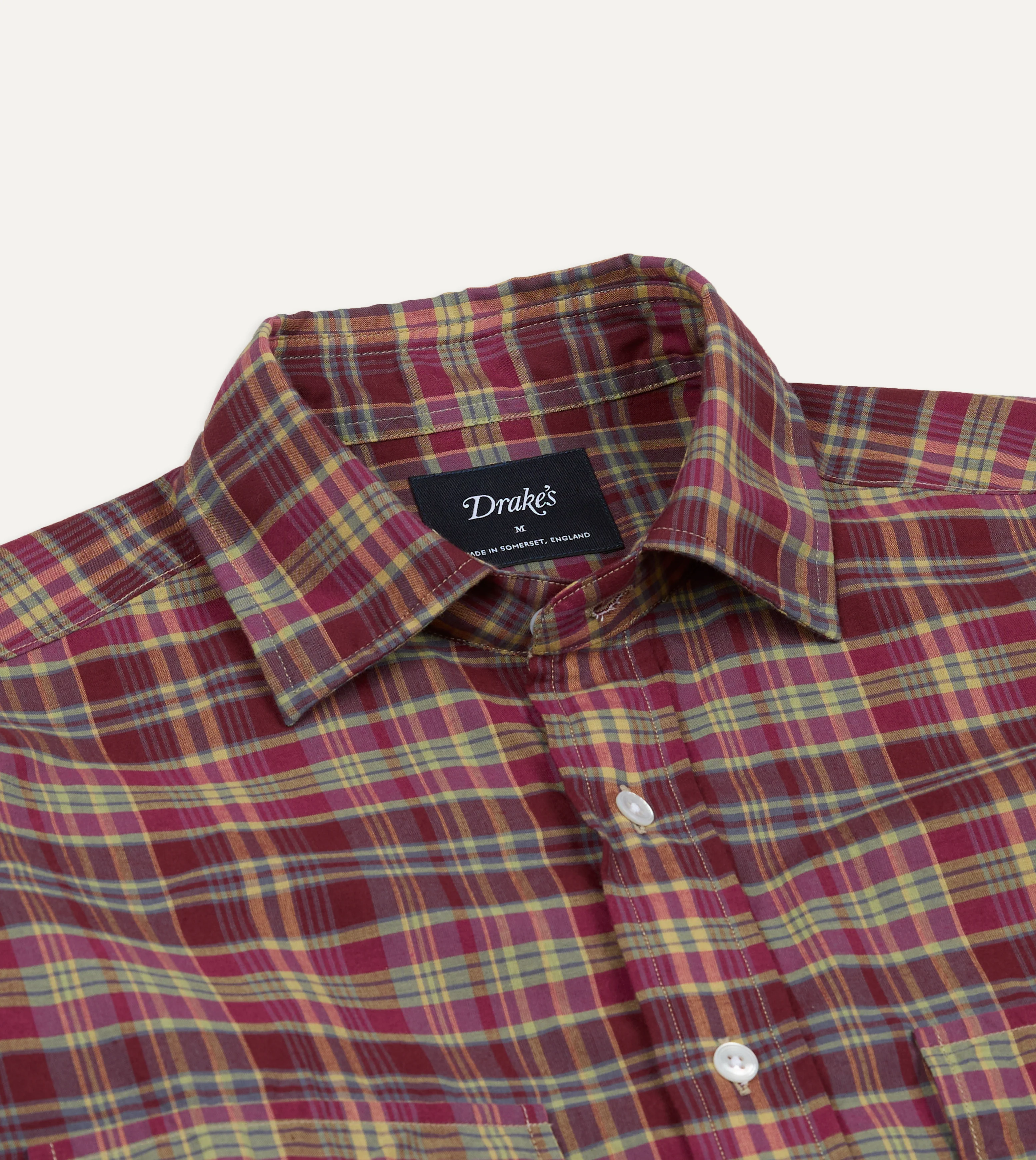 Plum Madras Check Cotton Two-Pocket Work Shirt - Image 4