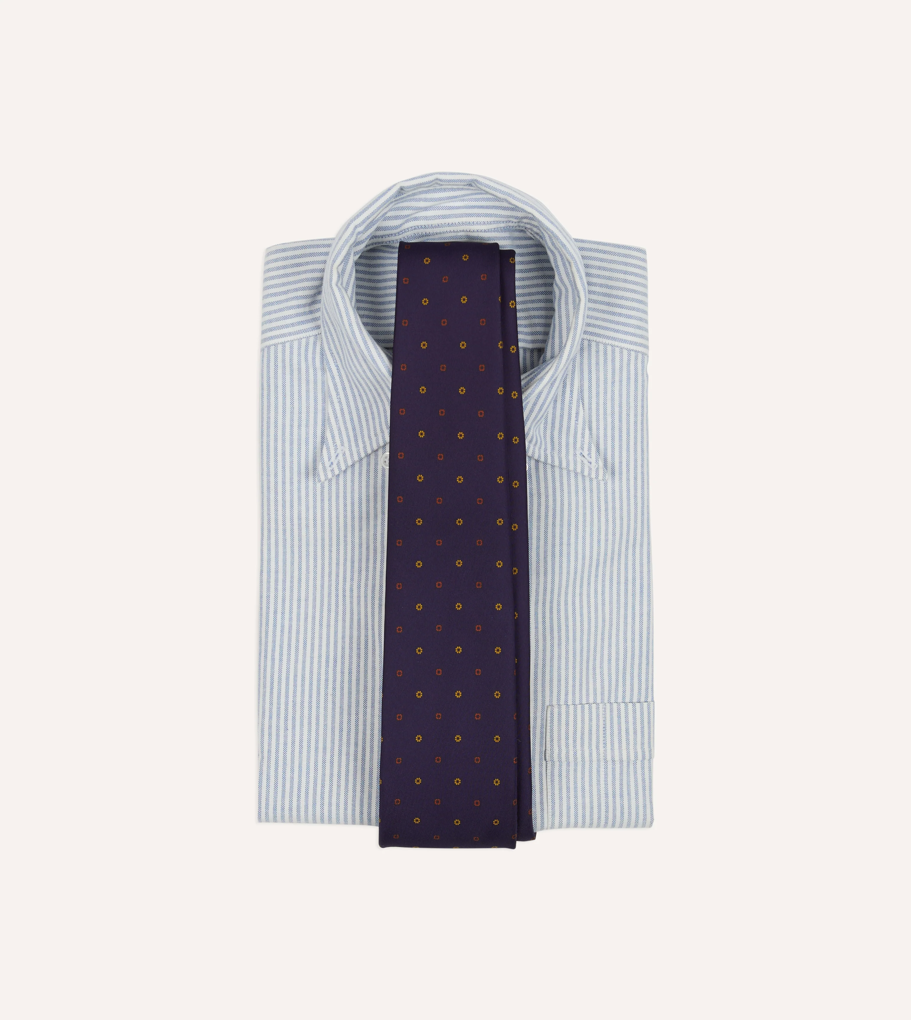 Purple Flowers and Diamonds Print Silk Self Tipped Tie - Image 2