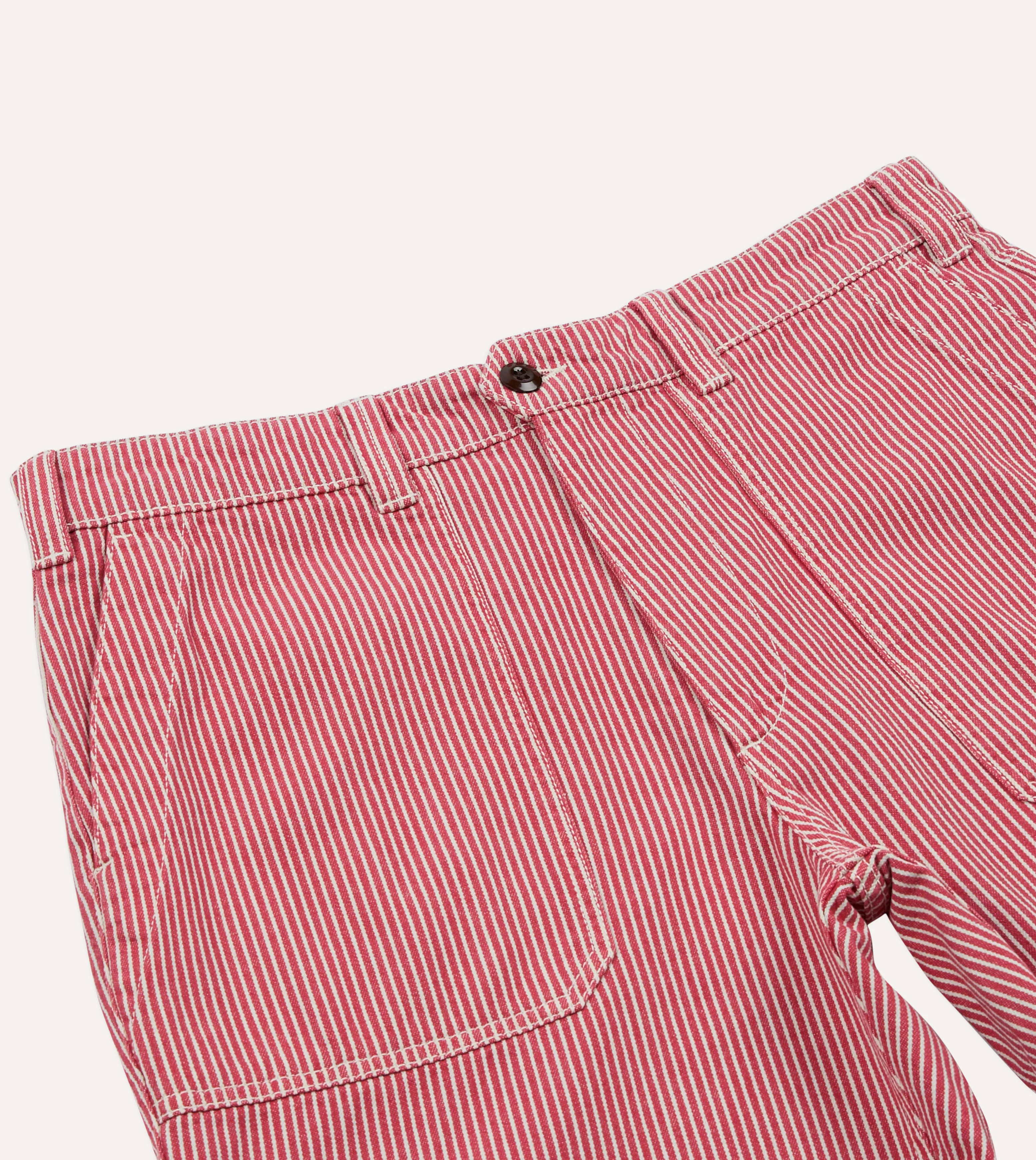 Red Stripe Cotton Fatigue Shorts - Image 3