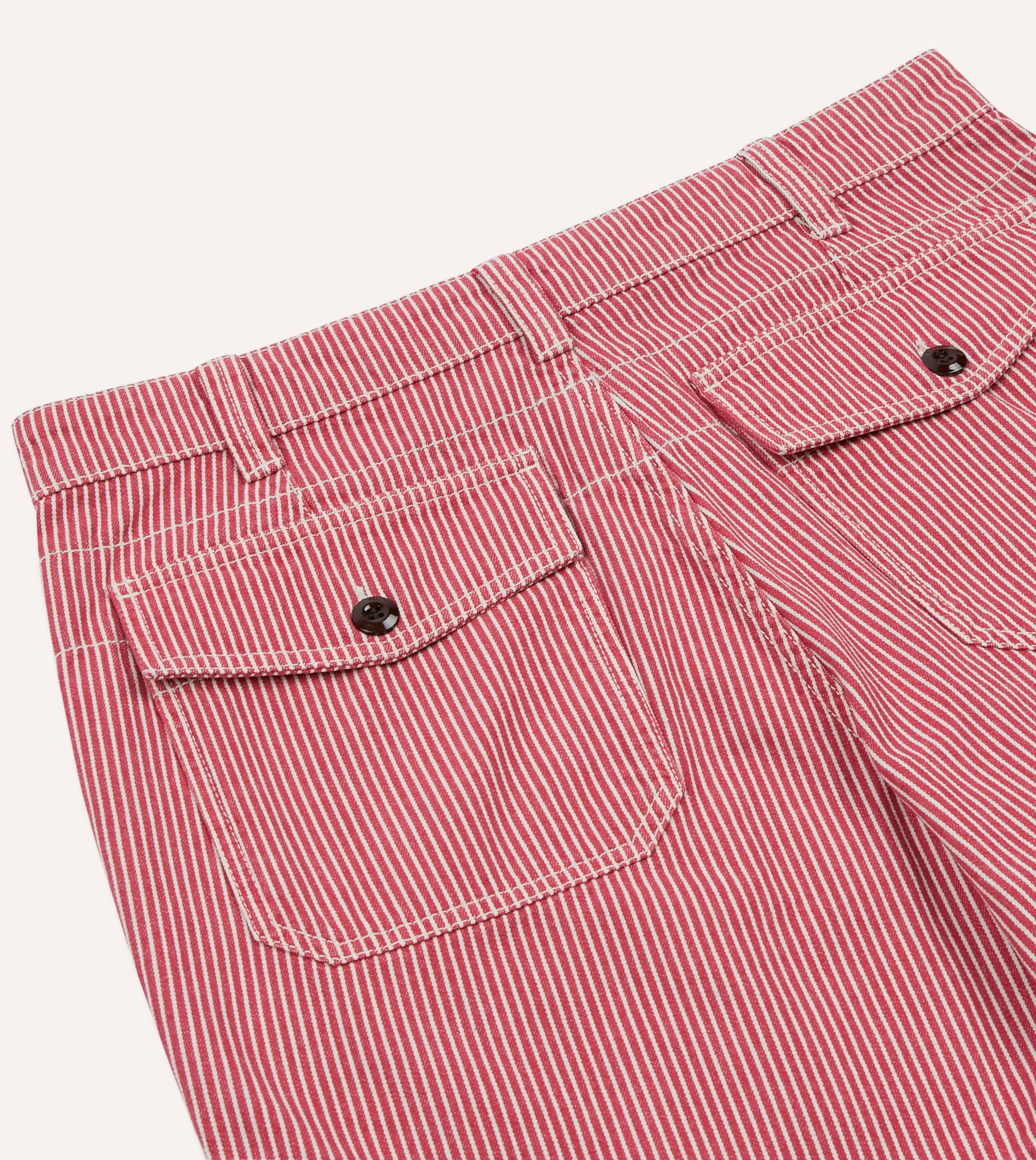 Red Stripe Cotton Fatigue Shorts - Image 4