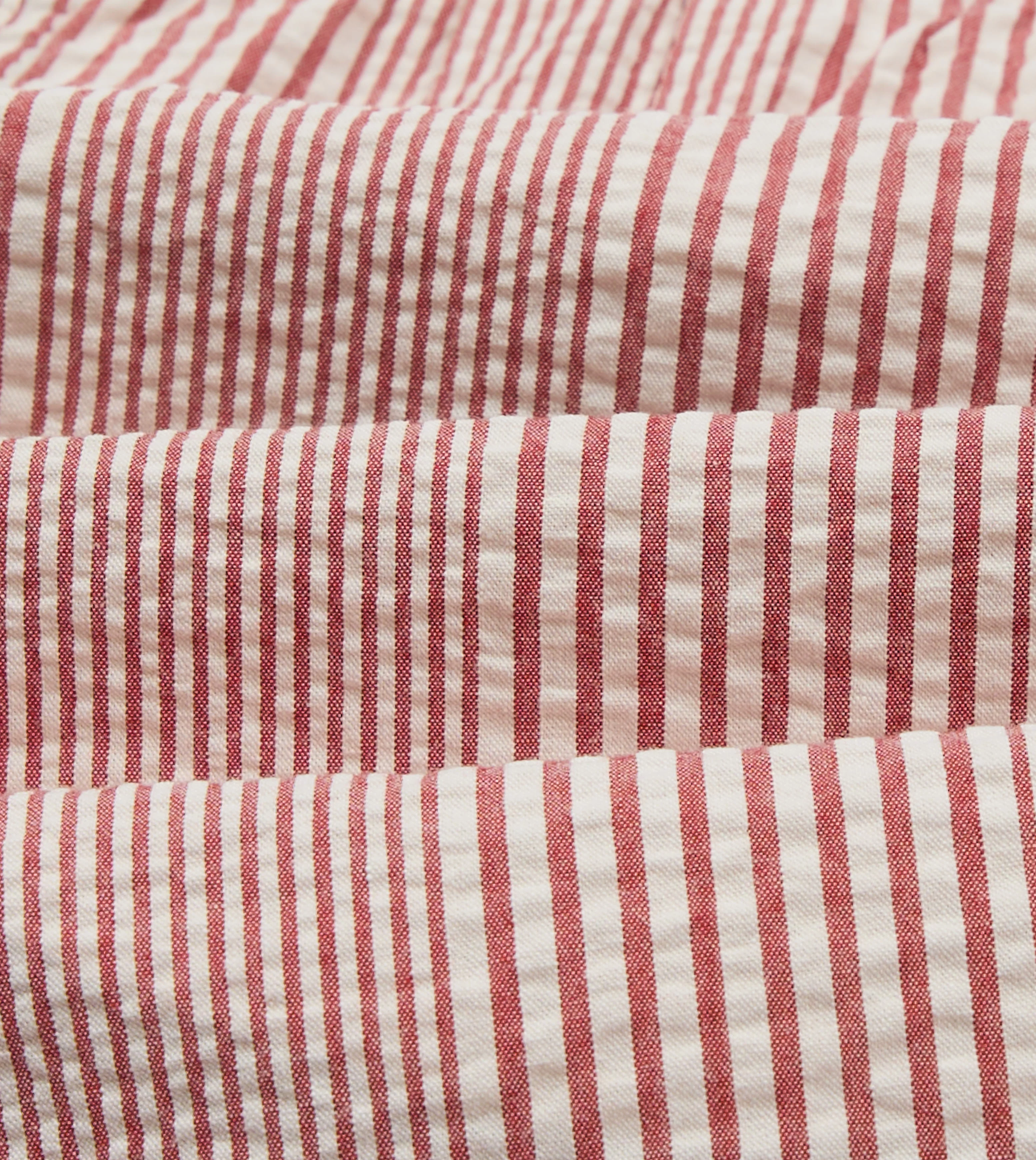 Red Stripe Seersucker Cotton Drawstring Shorts - Image 3