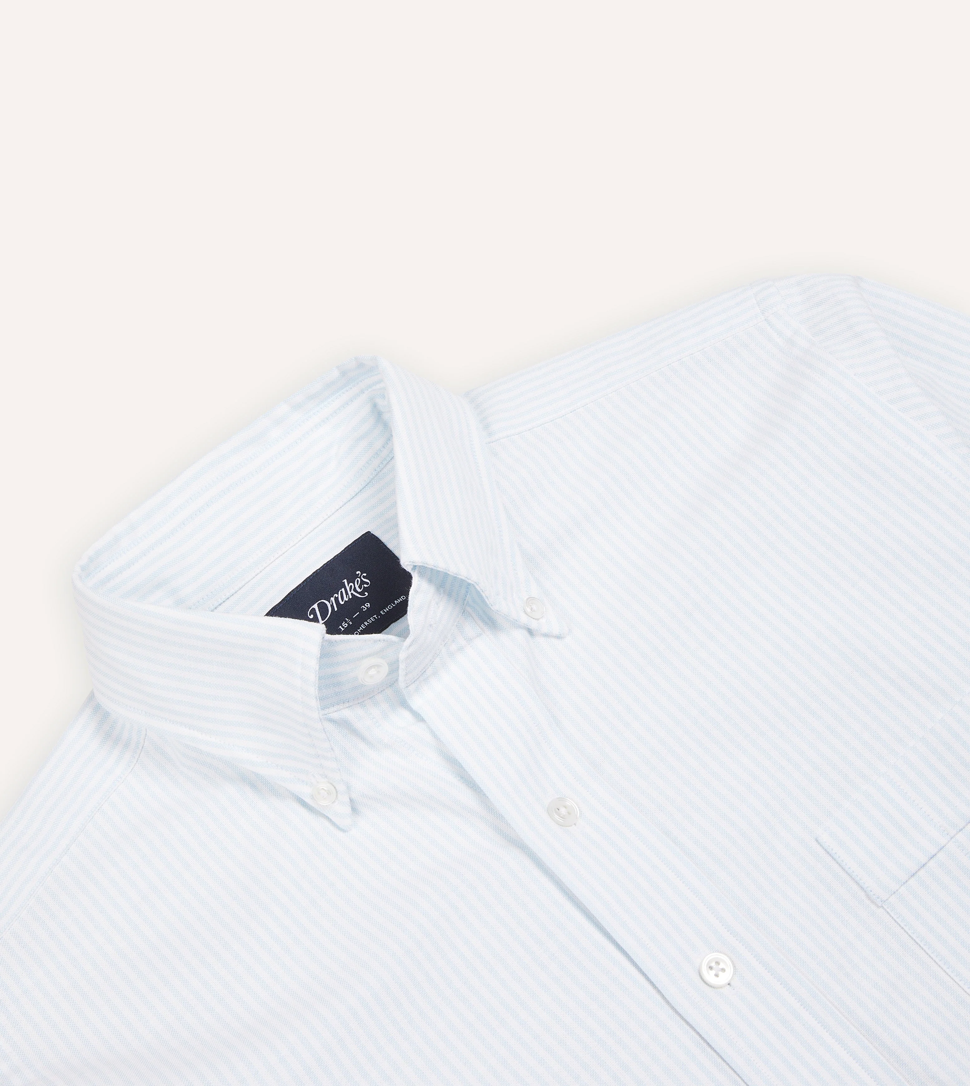 Sky Ticking Stripe Cotton Oxford Cloth Button-Down Shirt - Image 3
