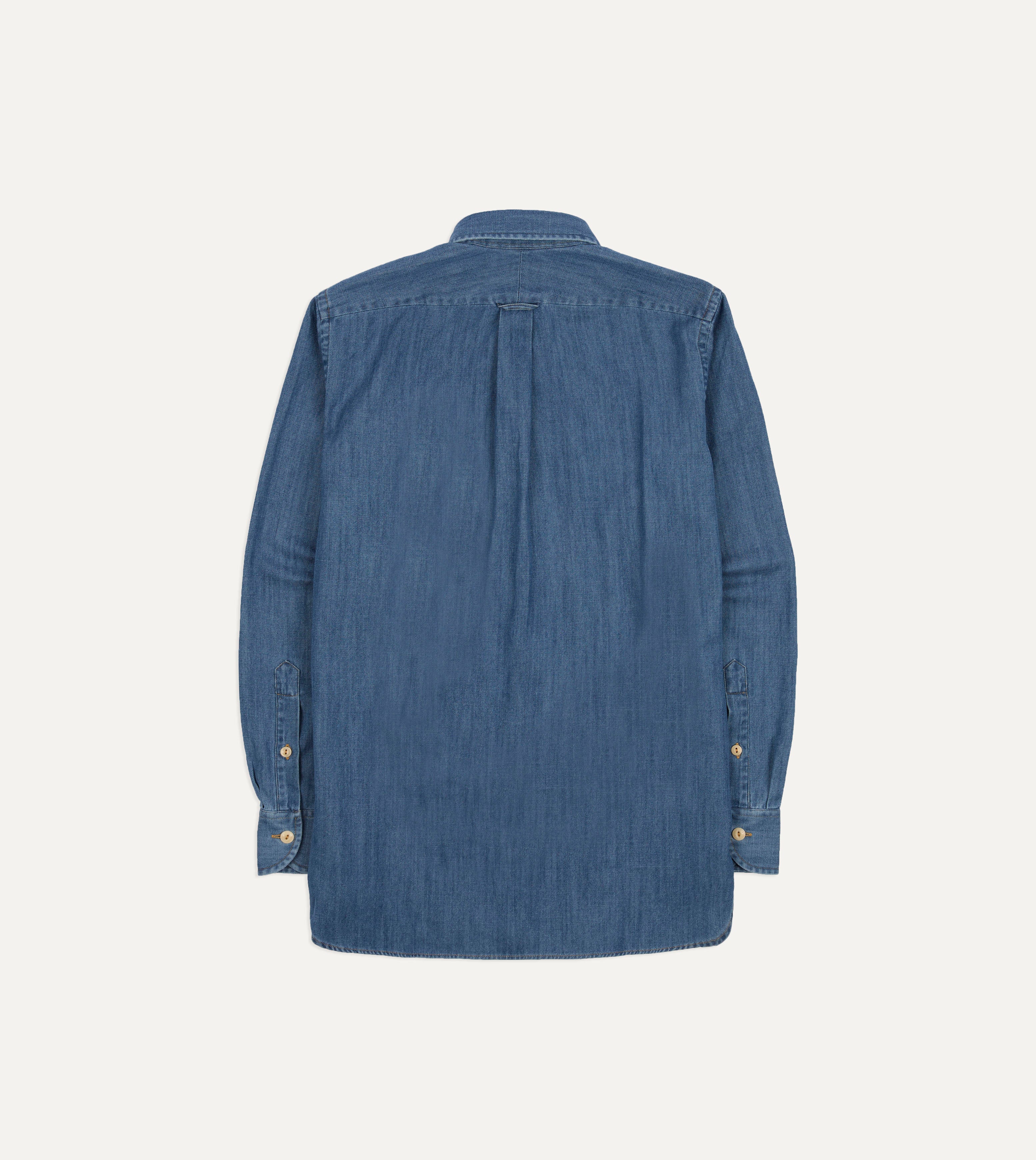 Stone Wash Denim Club Collar Work Shirt - Image 8