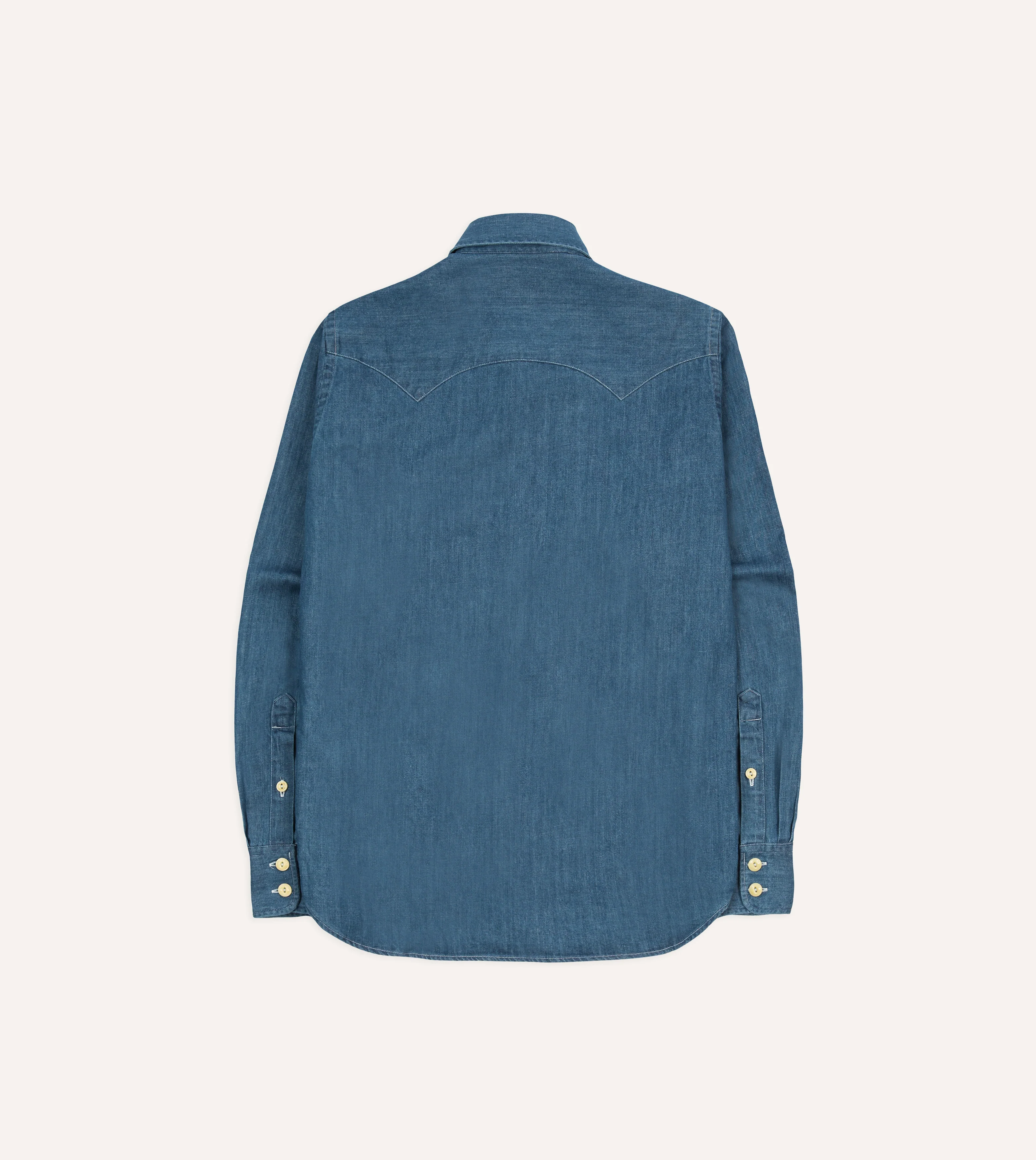 Stone Wash Denim Two-Pocket Western Shirt - Image 6