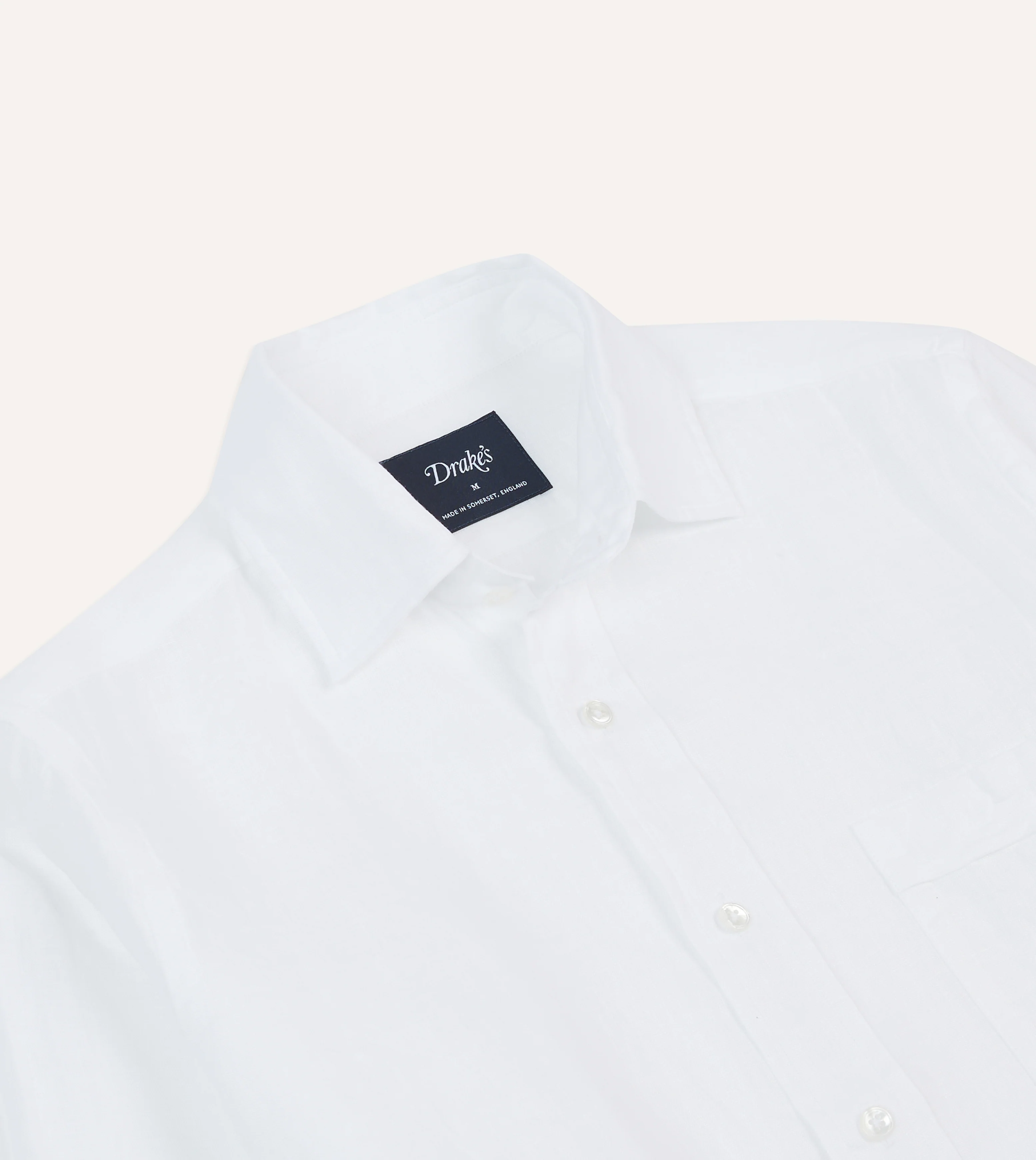 White Linen Spread Collar Shirt - Image 3