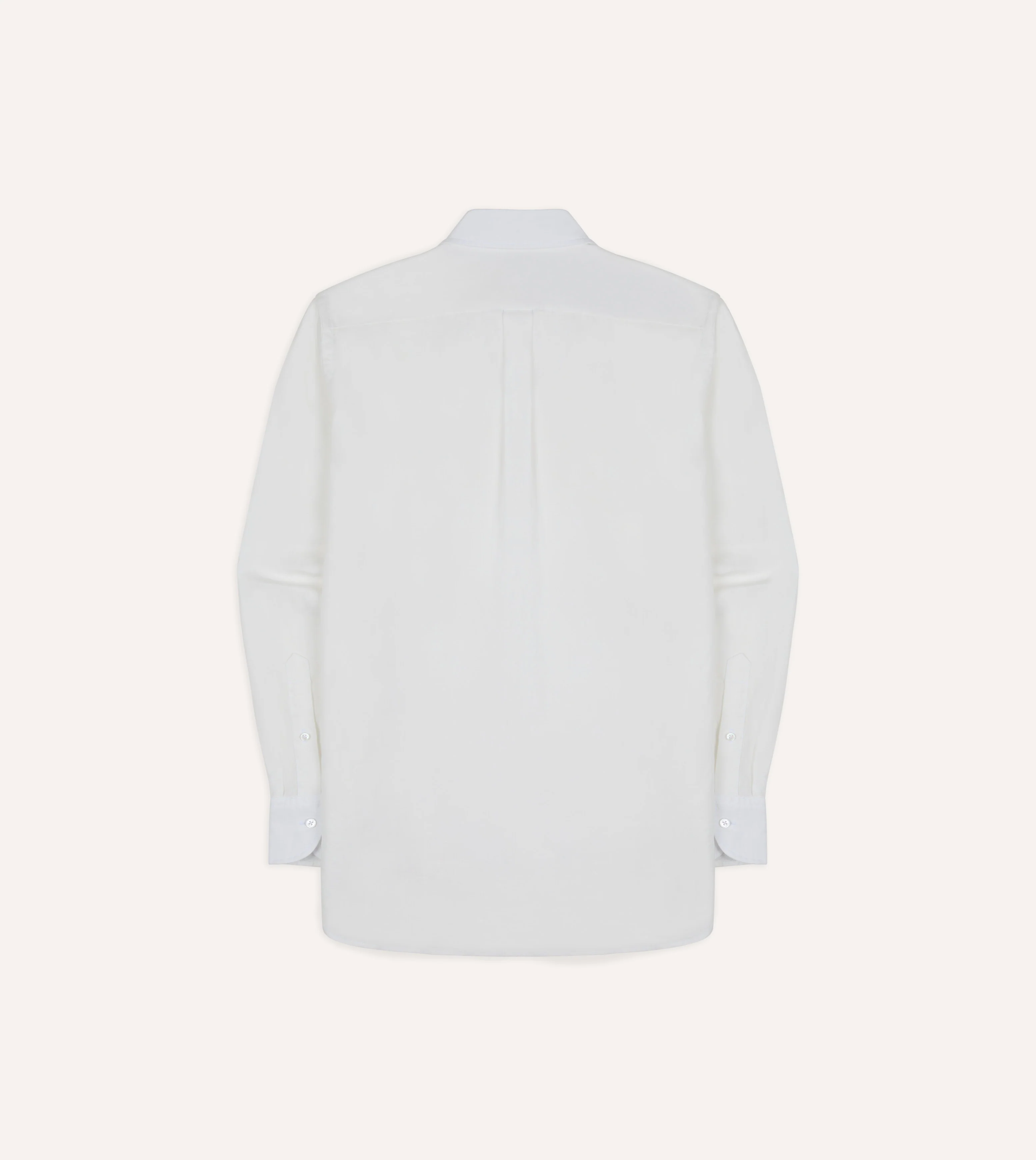 White Linen Two-Pocket Long Point Collar Work Shirt - Image 7