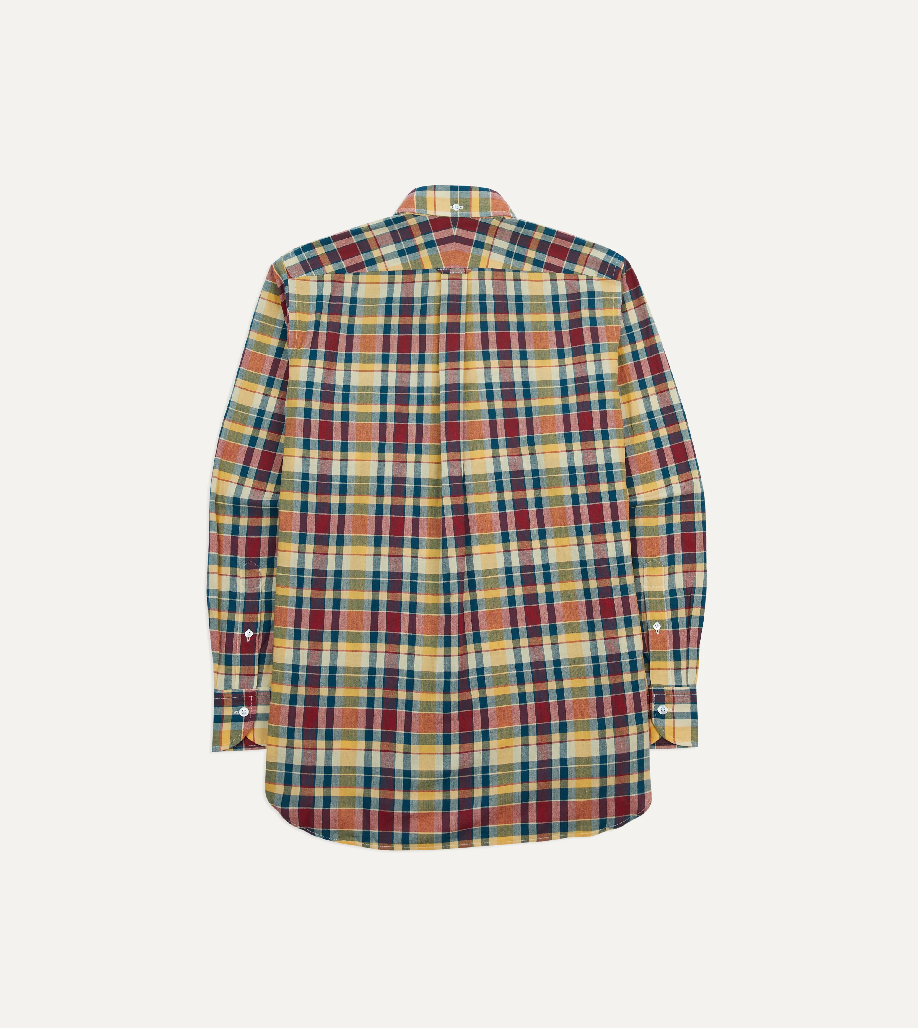 Yellow, Red and Blue Madras Check Cotton Button-Down Shirt - Image 6